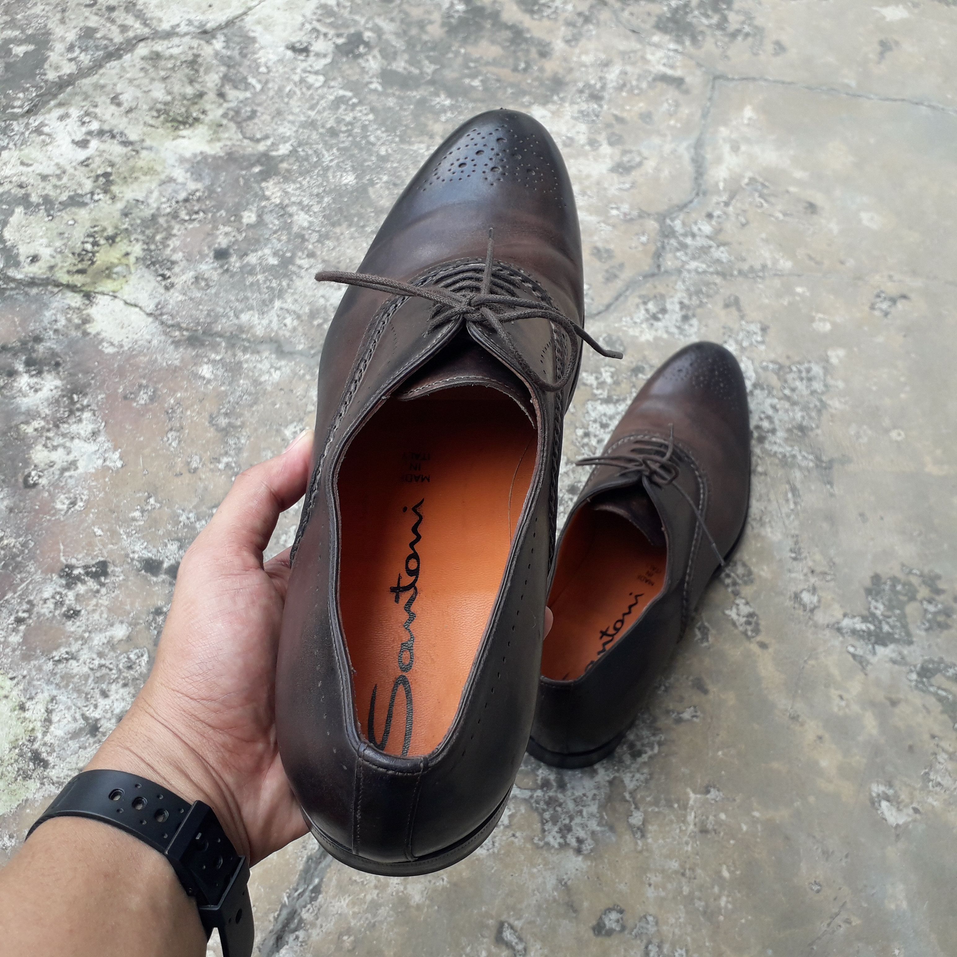 Handmade SANTONI GERODAS LEATHER SHOES X DRESS SHOES X ITALY Size US 8.5 / EU 41-42 - 5 Thumbnail