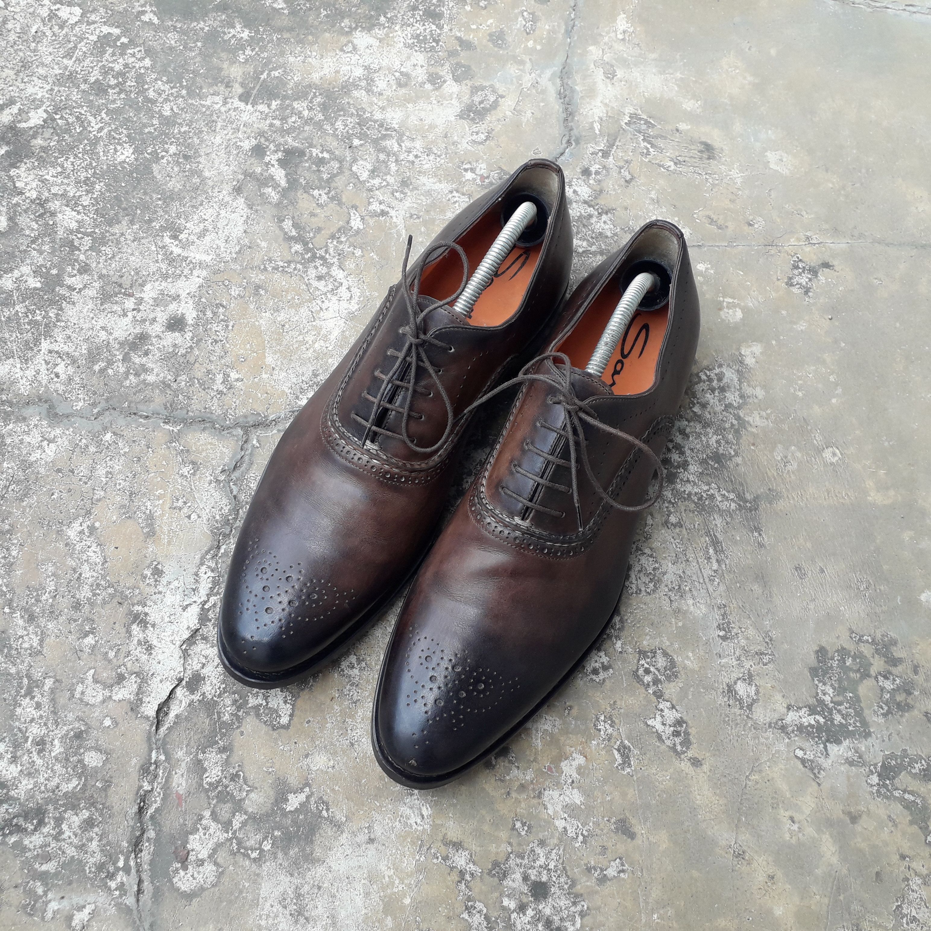 Handmade SANTONI GERODAS LEATHER SHOES X DRESS SHOES X ITALY Size US 8.5 / EU 41-42 - 4 Thumbnail