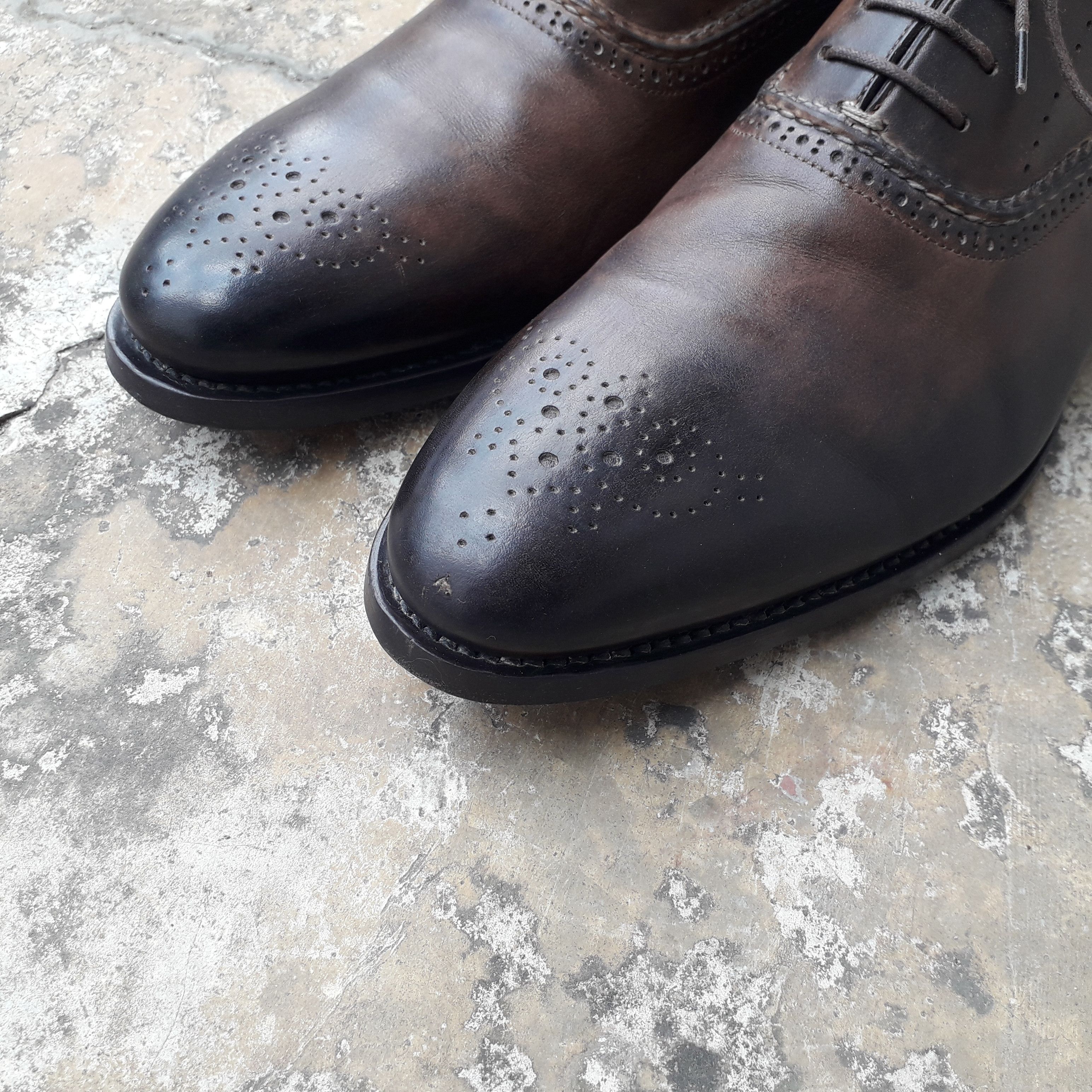 Handmade SANTONI GERODAS LEATHER SHOES X DRESS SHOES X ITALY Size US 8.5 / EU 41-42 - 8 Thumbnail