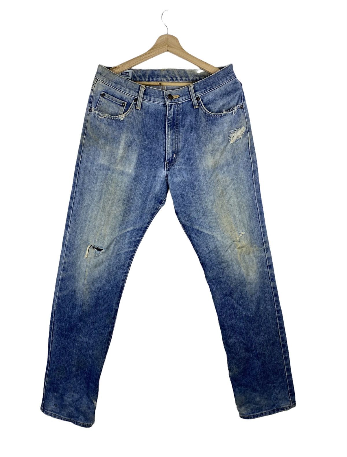 Edwin OFFER 🔥 Vintage Edwin 404 Distressed Blue Denim Jeans Size US 33 - 1 Thumbnail