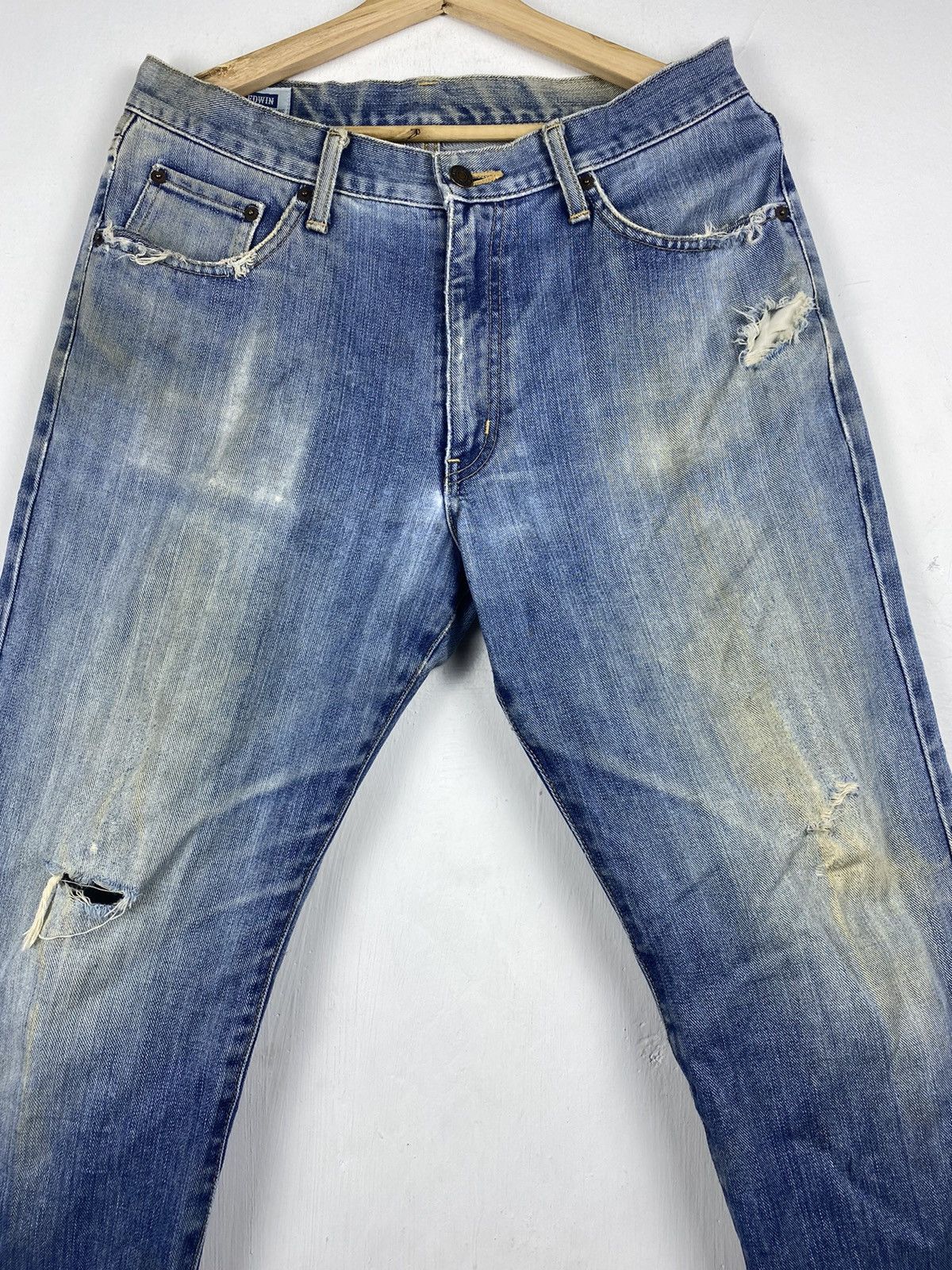 Edwin OFFER 🔥 Vintage Edwin 404 Distressed Blue Denim Jeans Size US 33 - 3 Thumbnail