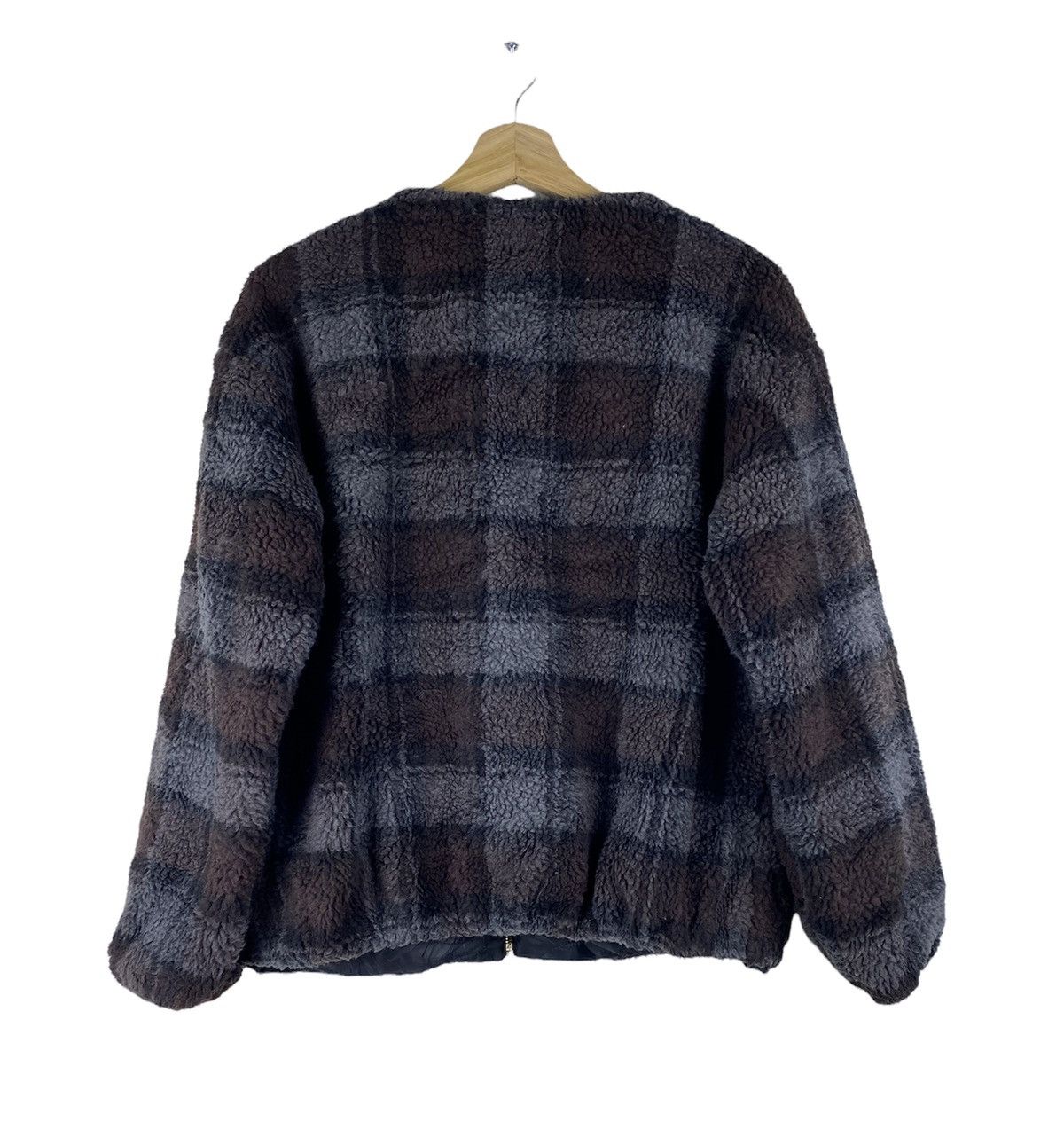 Japanese Brand Vintage Marble Waltz Deep Pile Checkered Reversible Jacket Size US M / EU 48-50 / 2 - 2 Thumbnail