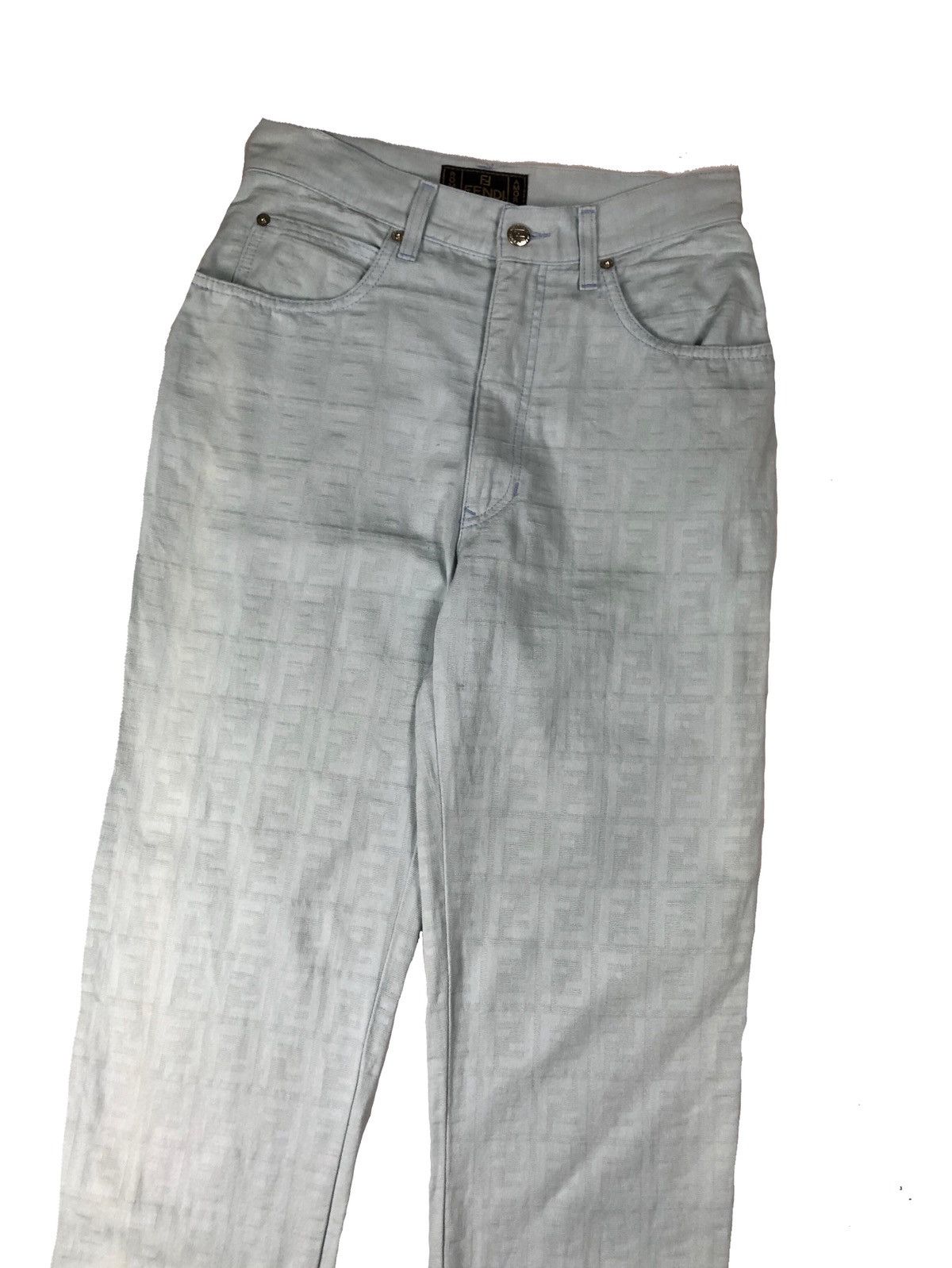 Fendi 1990s Fendi Ice Blue Zucca Monogram Pant Size 28" / US 6 / IT 42 - 4 Thumbnail