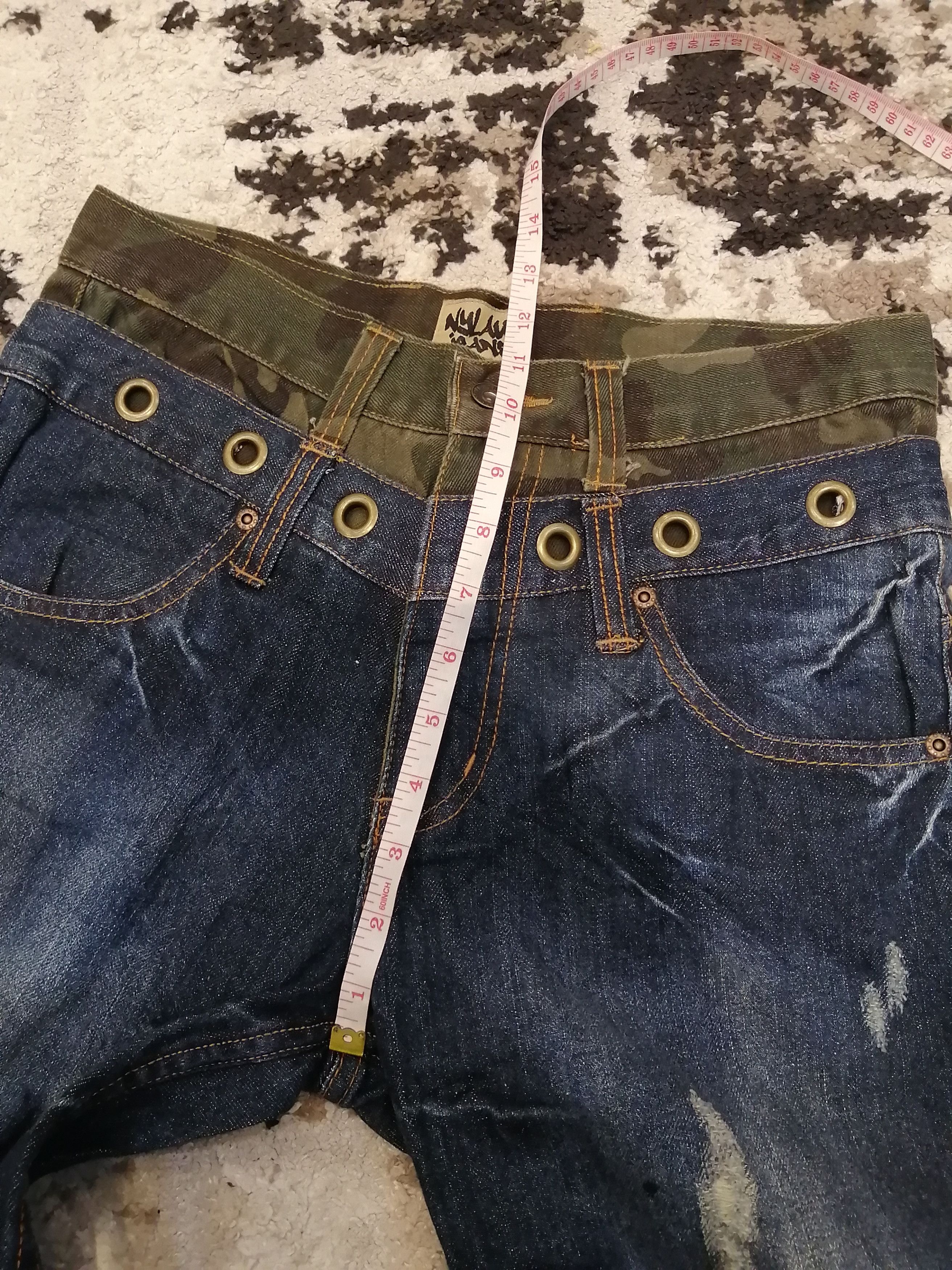 Japanese Brand Vintage Nylaus Japan Double Waist Flared Jeans Size US 31 - 15 Thumbnail