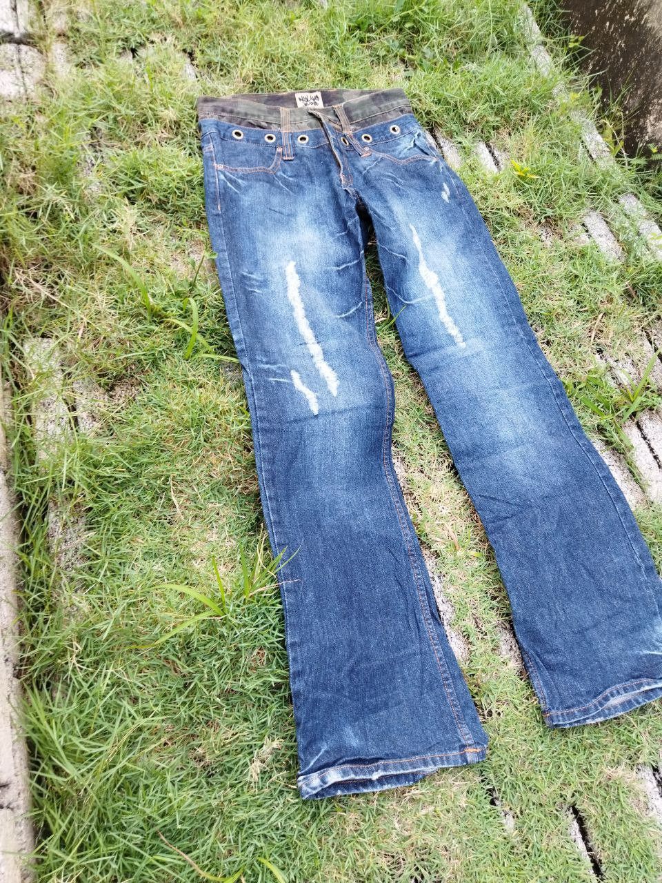 Japanese Brand Vintage Nylaus Japan Double Waist Flared Jeans Size US 31 - 3 Thumbnail