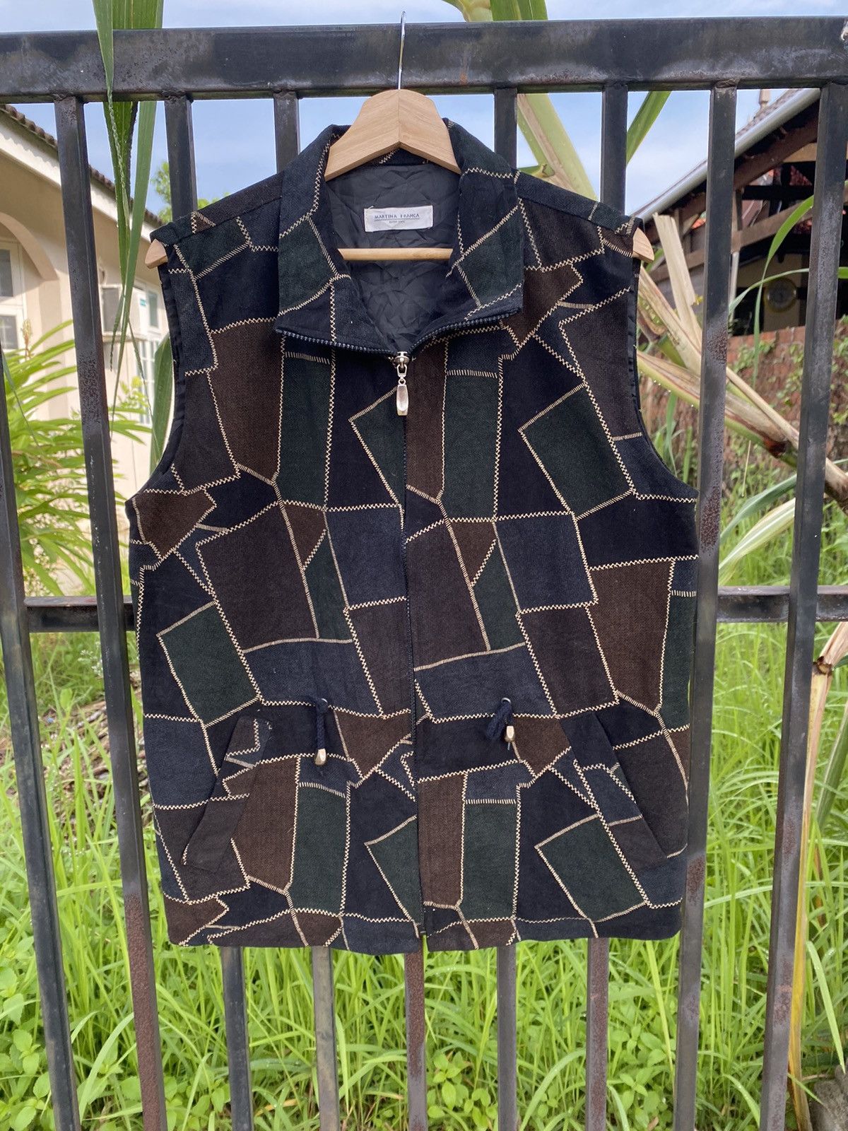 Japanese Brand Vintage Martina Franca Patchwork Patches Zip Up Vest Size M / US 6-8 / IT 42-44 - 1 Thumbnail