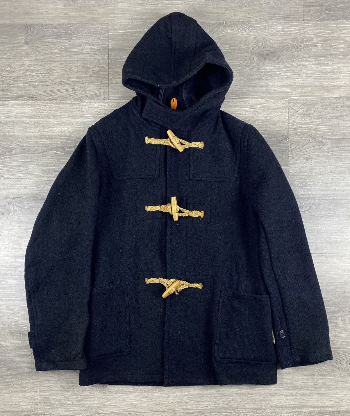 Vintage Pimkie Grey 80% Wool Duffle-Coat w/ Hoodie 2XL