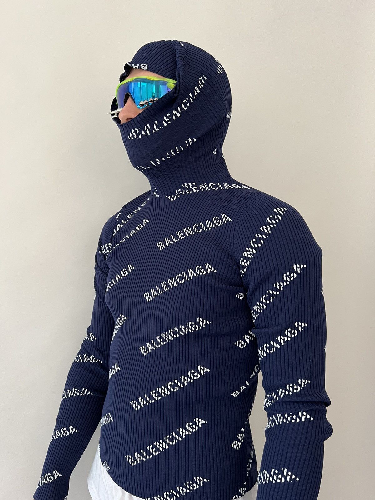 Balenciaga Ribbed Balaclava Turtleneck