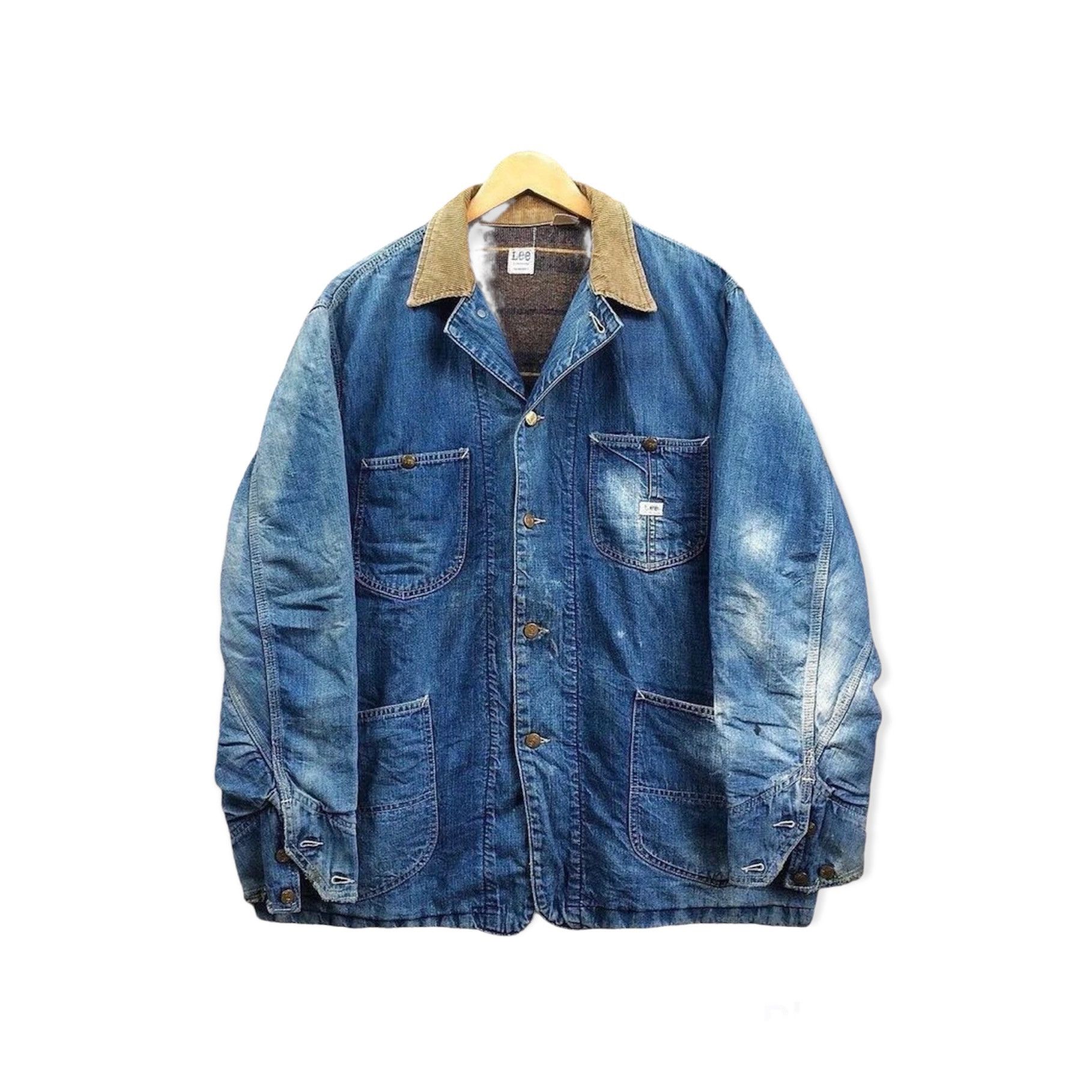 image of Vintage Lee Sanforized Denim Chore Jacket Workwear Blanket in Blue, Men's (Size Large)