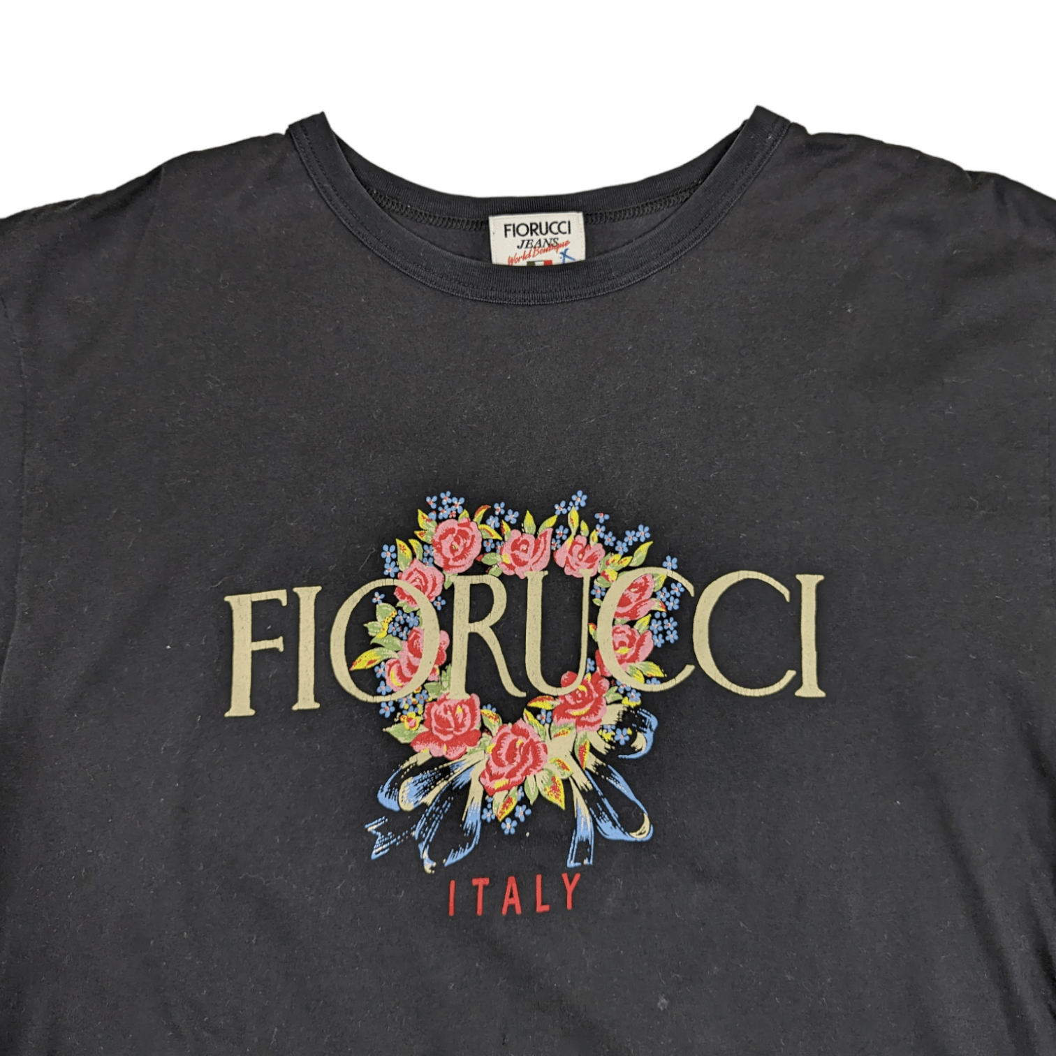 Fiorucci × Vintage Vintage 90's FIORUCCI Flower Italian T-Shirt Single Stitches Size L / US 10 / IT 46 - 4 Thumbnail