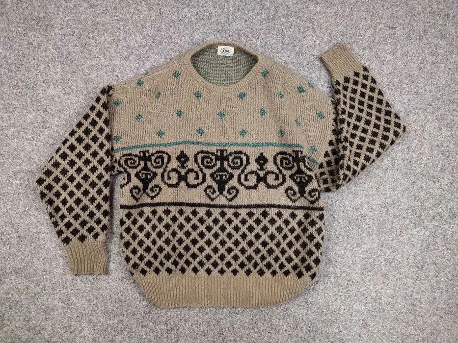 Japanese Brand Vintage 90's Japanese Mohair Beige Pattern Trend Sweater Size US M / EU 48-50 / 2 - 6 Thumbnail