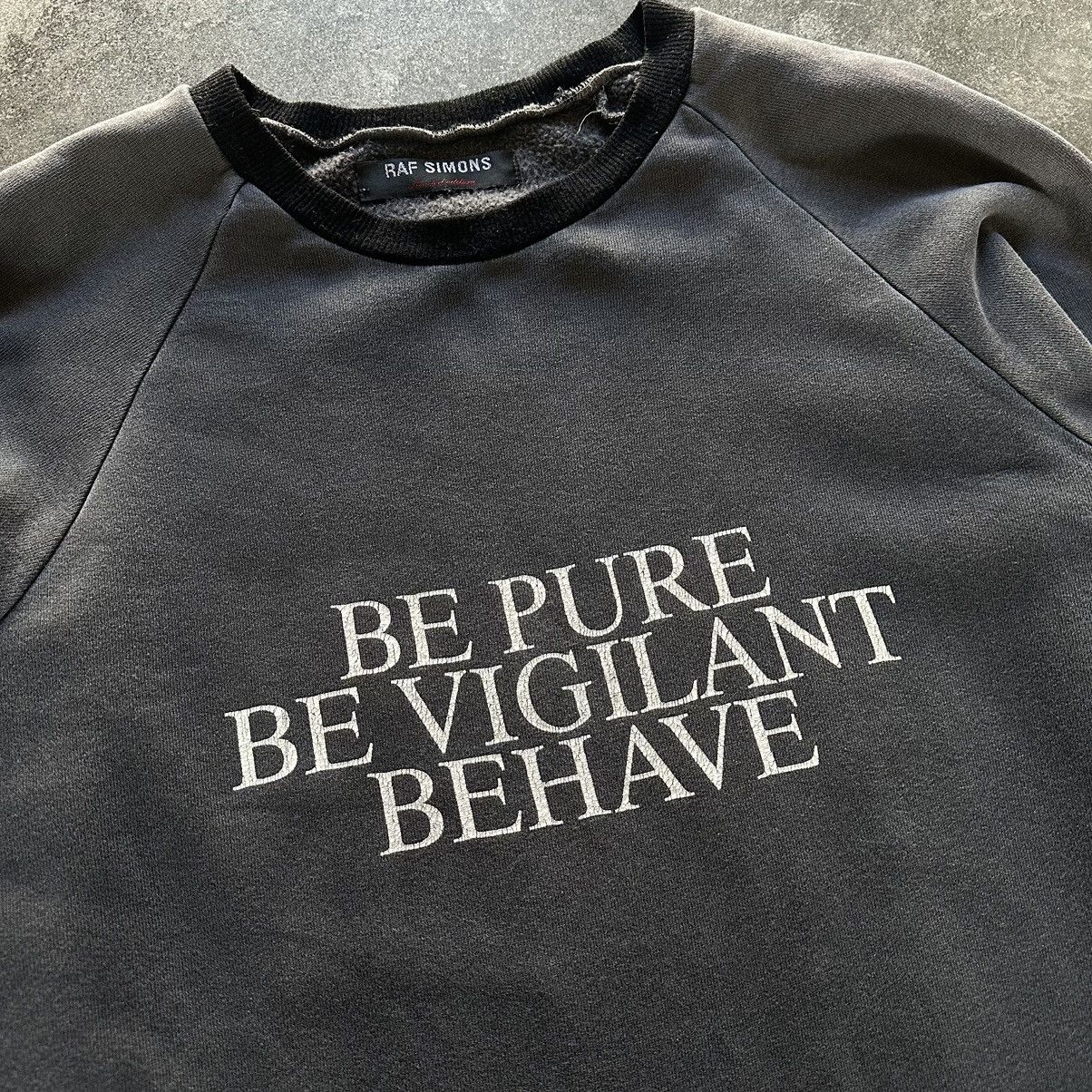 Raf Simons SS02 “Be Pure Be Vigilant Behave” crewneck sweatshirt 