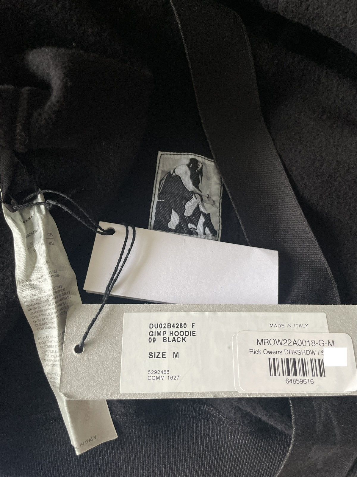 Rick Owens × Rick Owens Drkshdw NEW Medium FELPA Rick Owens DRKSHDW black gimp hoodie Size US M / EU 48-50 / 2 - 3 Thumbnail