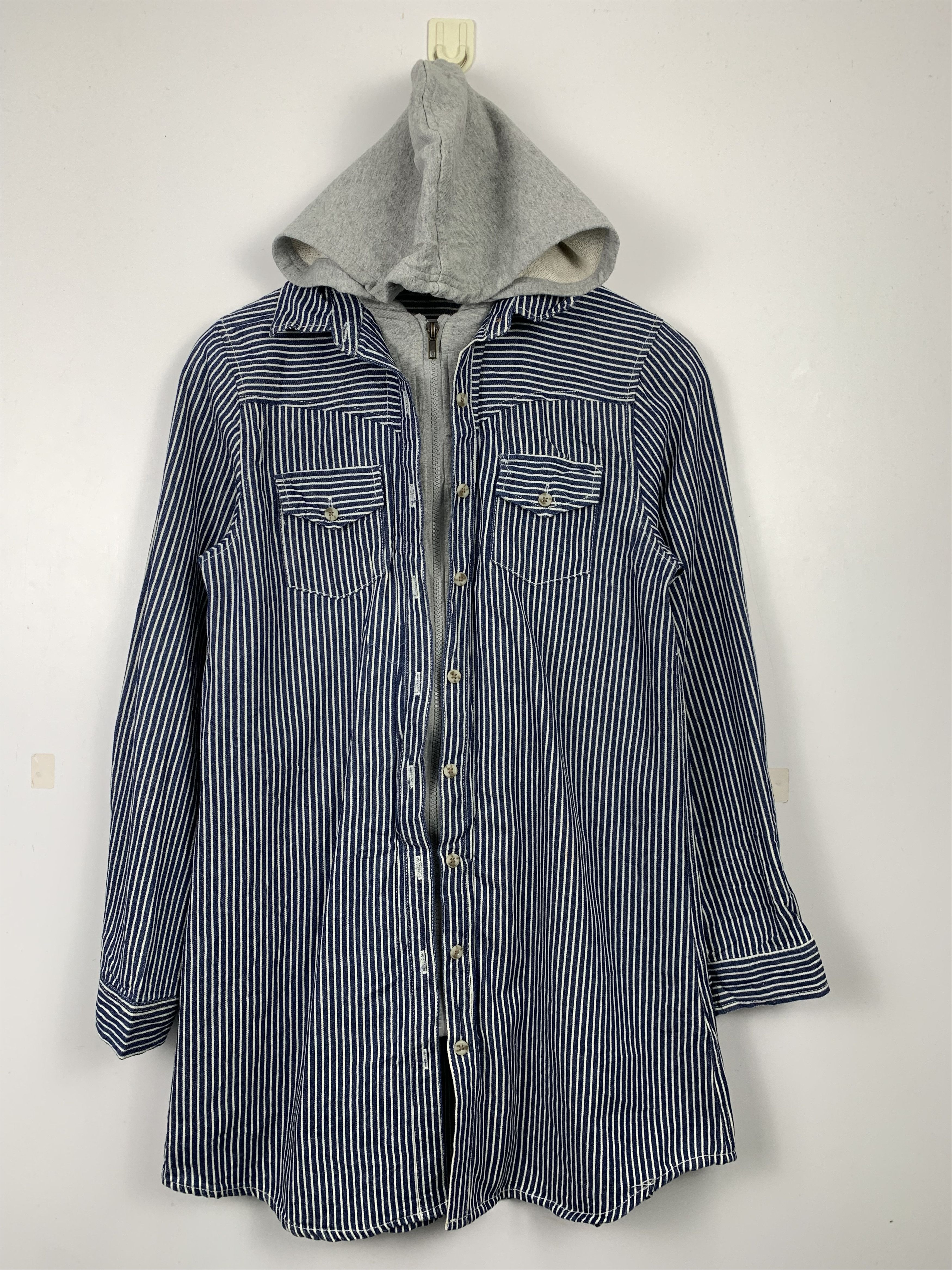 Japanese Brand Vintage JAPANESE BRAND Striped Hoodie Zip Up Parkas Jacket Size US S / EU 44-46 / 1 - 1 Thumbnail
