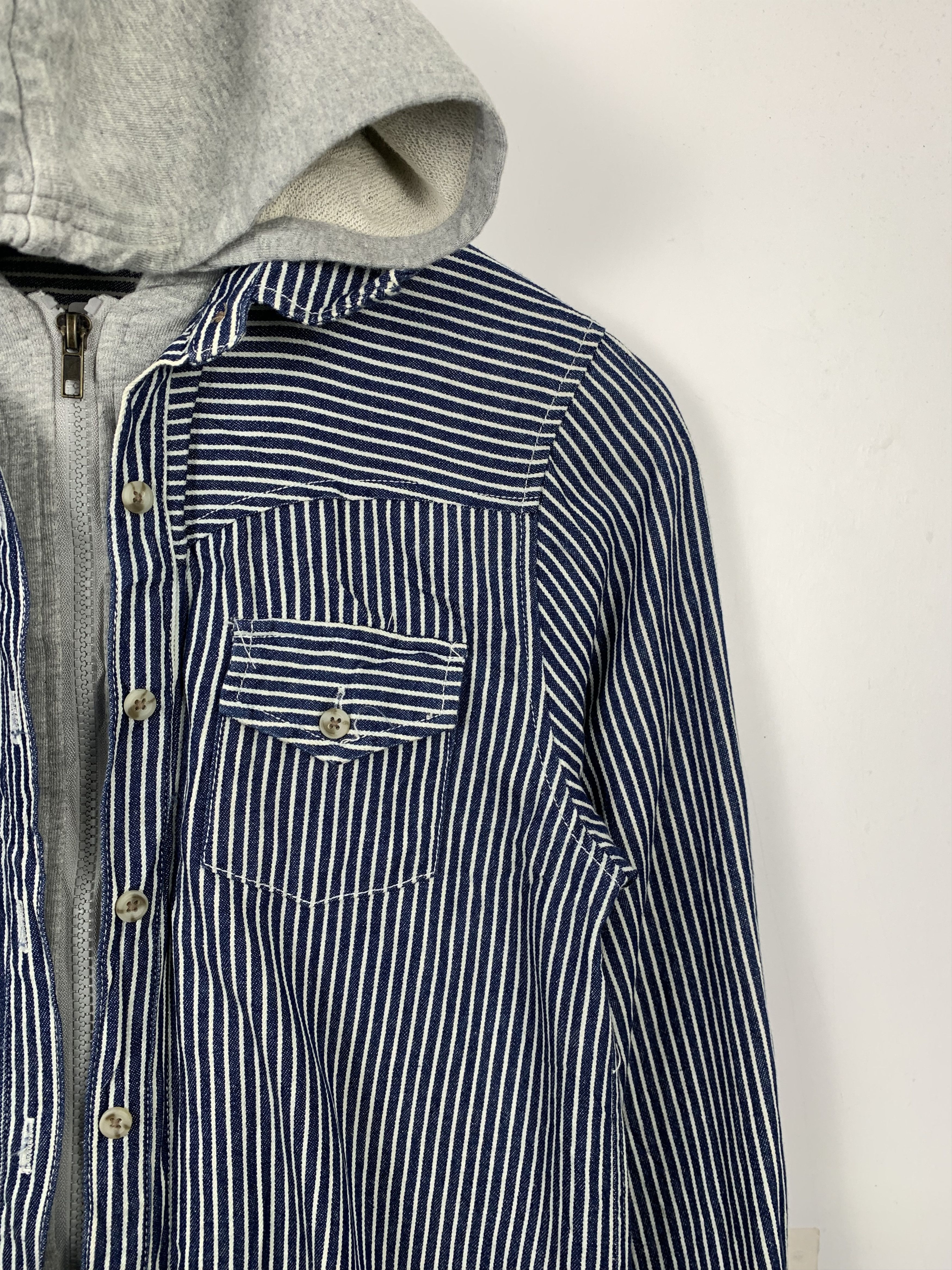 Japanese Brand Vintage JAPANESE BRAND Striped Hoodie Zip Up Parkas Jacket Size US S / EU 44-46 / 1 - 4 Thumbnail