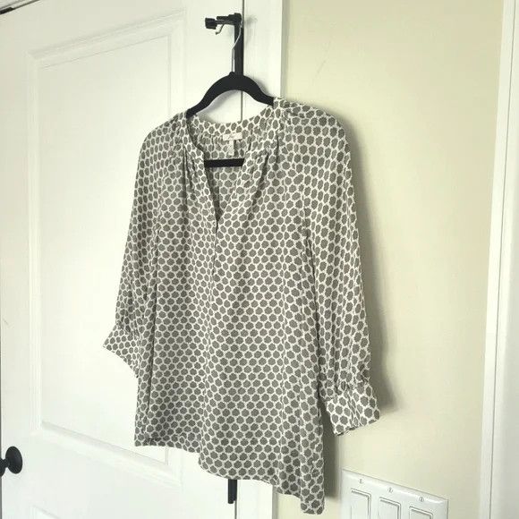 Joie Izzy Honeycomb Print Silk Blouse - Cloudburst/Porcelain Gift Size XS / US 0-2 / IT 36-38 - 2 Thumbnail