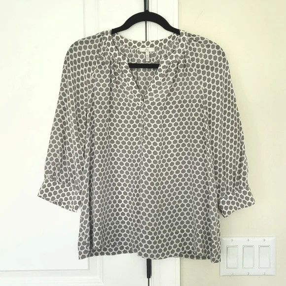 Joie Izzy Honeycomb Print Silk Blouse - Cloudburst/Porcelain Gift Size XS / US 0-2 / IT 36-38 - 3 Thumbnail