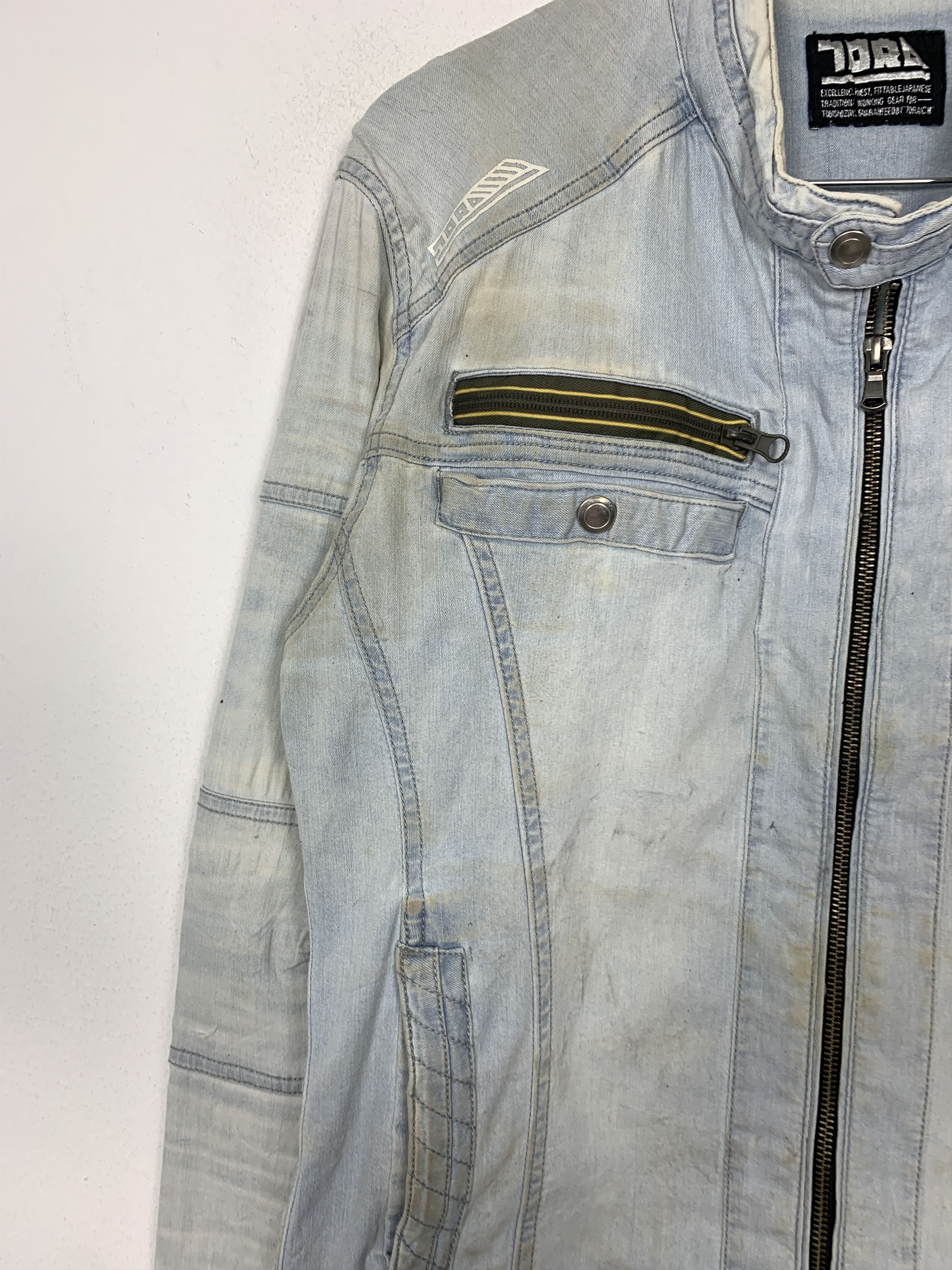 Japanese Brand Vintage Racing Style Denim Zip Up Jacket Size US S / EU 44-46 / 1 - 5 Thumbnail