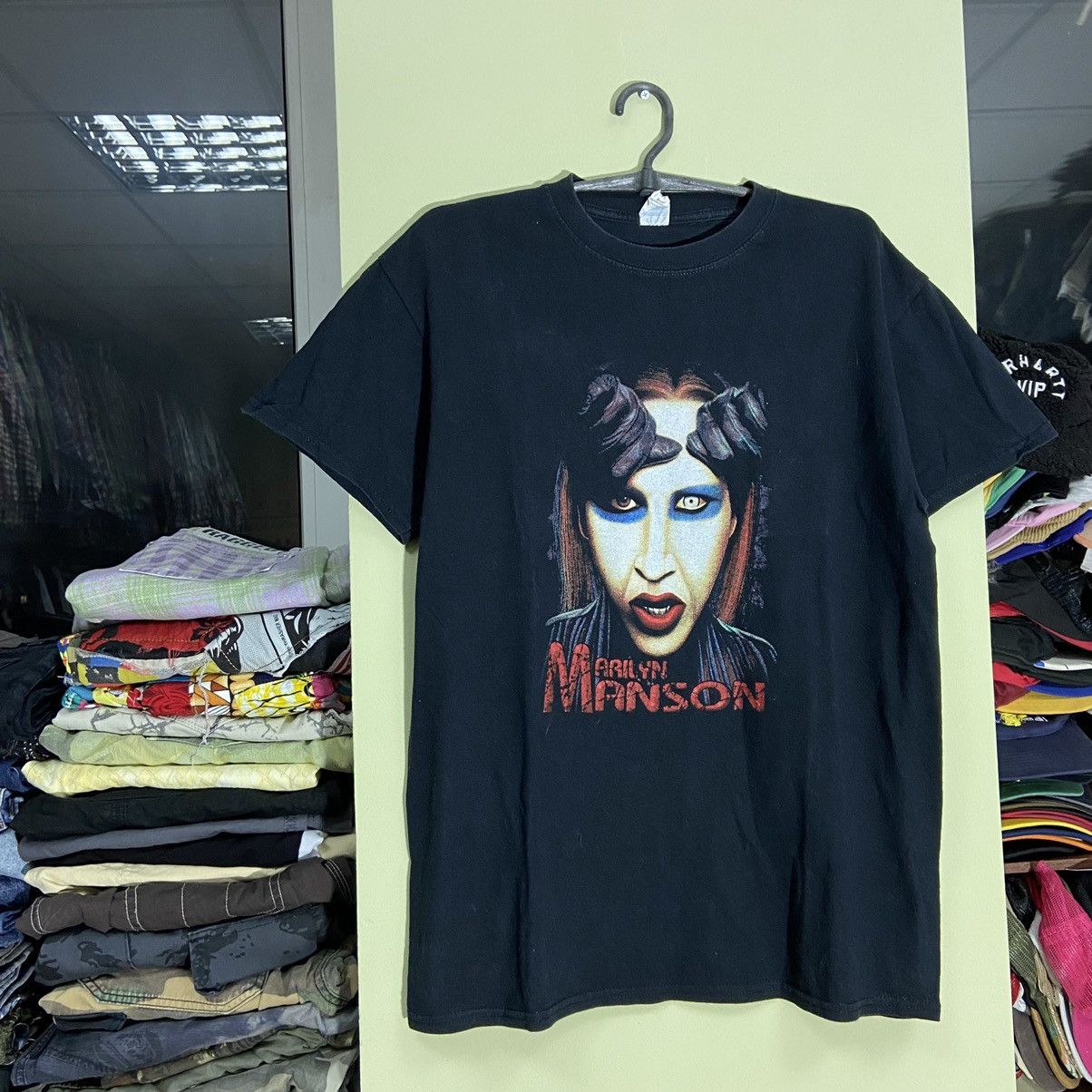 Vintage Vintage Y2K Marilyn Manson Graphic Band Tee Black Wide Leg M Size US M / EU 48-50 / 2 - 3 Thumbnail