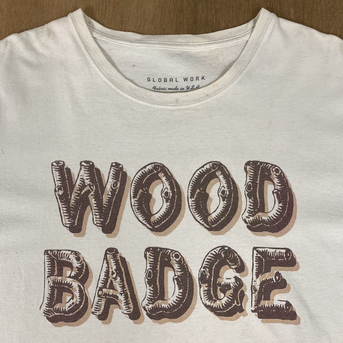 Global Work Vintag 90s GLOBAL WORK Wood Badge BigLogo Single Stitch Tee Size US L / EU 52-54 / 3 - 7 Thumbnail