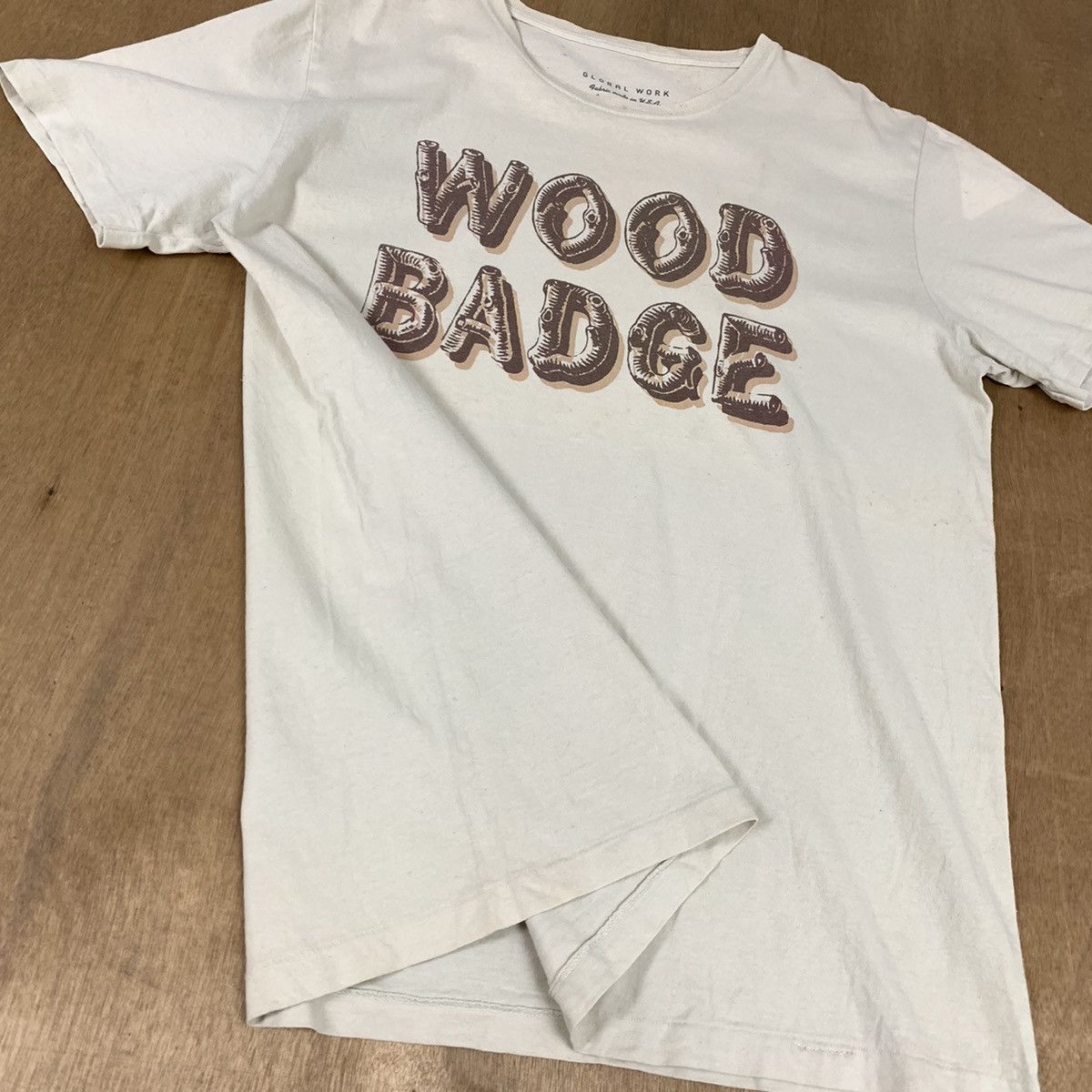 Global Work Vintag 90s GLOBAL WORK Wood Badge BigLogo Single Stitch Tee Size US L / EU 52-54 / 3 - 9 Thumbnail