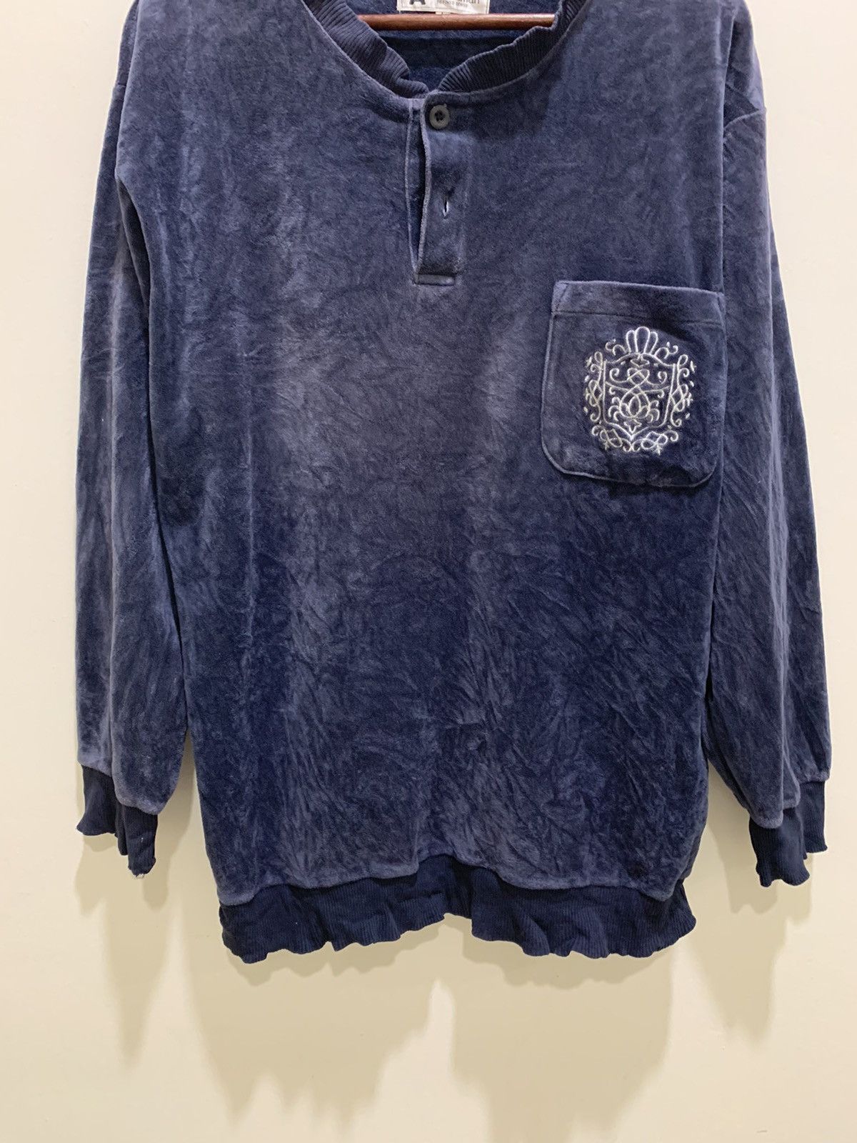 Designer × Velvet CODE ALMAN Vintage 90s Embroidery BigLogo Velvet Sweatshirt Size US L / EU 52-54 / 3 - 4 Thumbnail