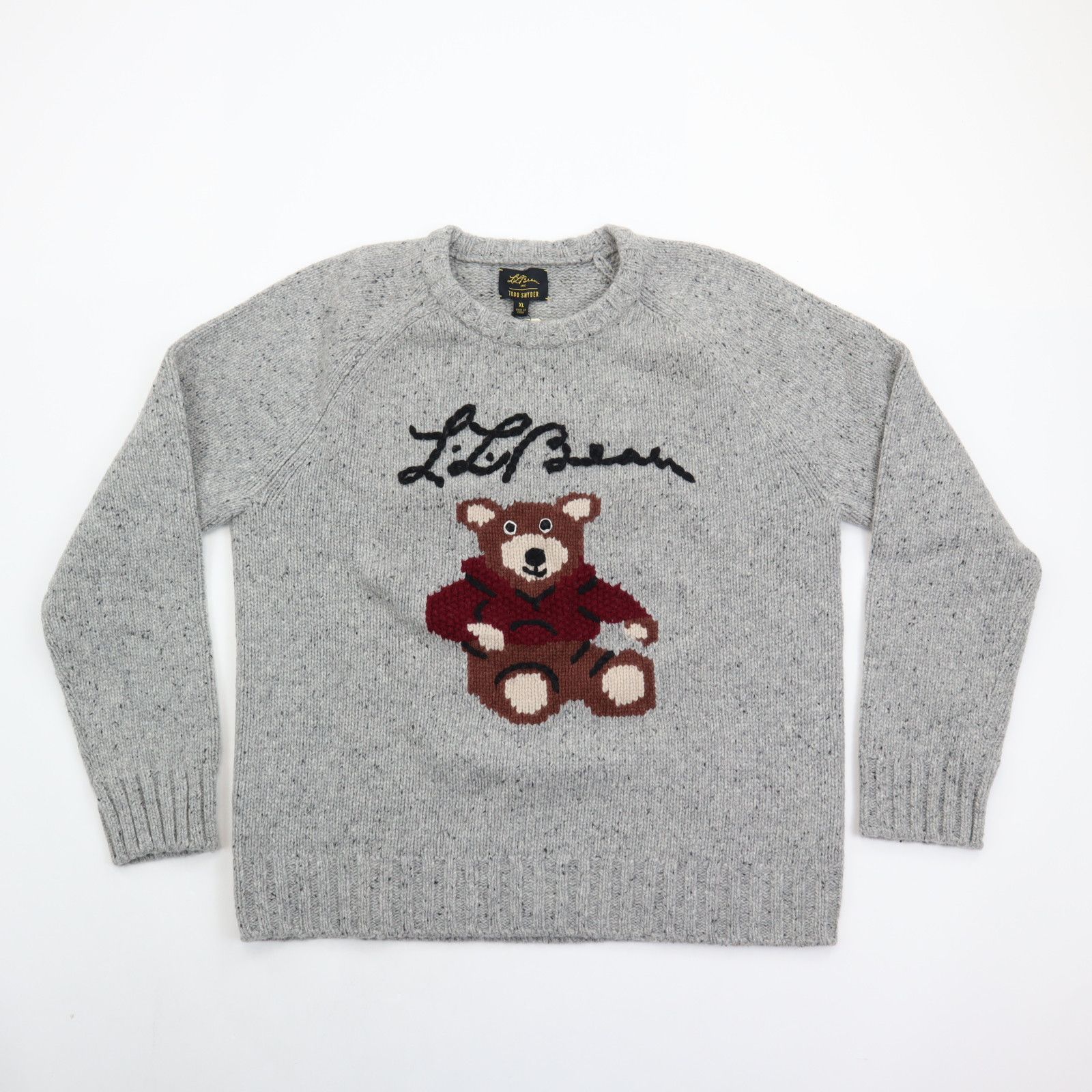 image of Ll Bean X Todd Snyder Wool Crewneck Bear Sweater - XL - NWT in Heather Oatmeal, Men's