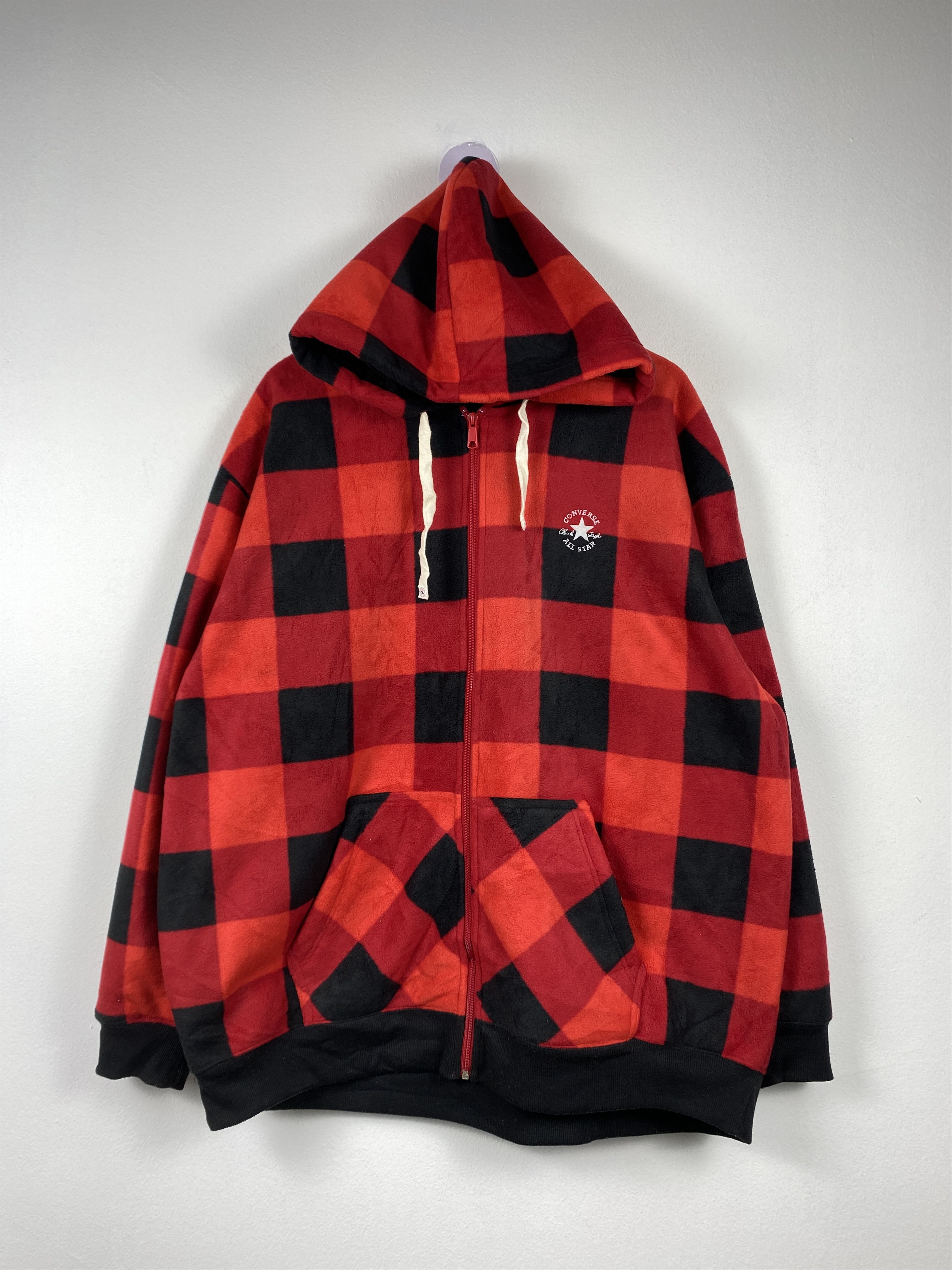 Converse Vintage Converse Hoodie Sherpa Lining Flannel Jacket J1303 Size US XXL / EU 58 / 5 - 1 Thumbnail