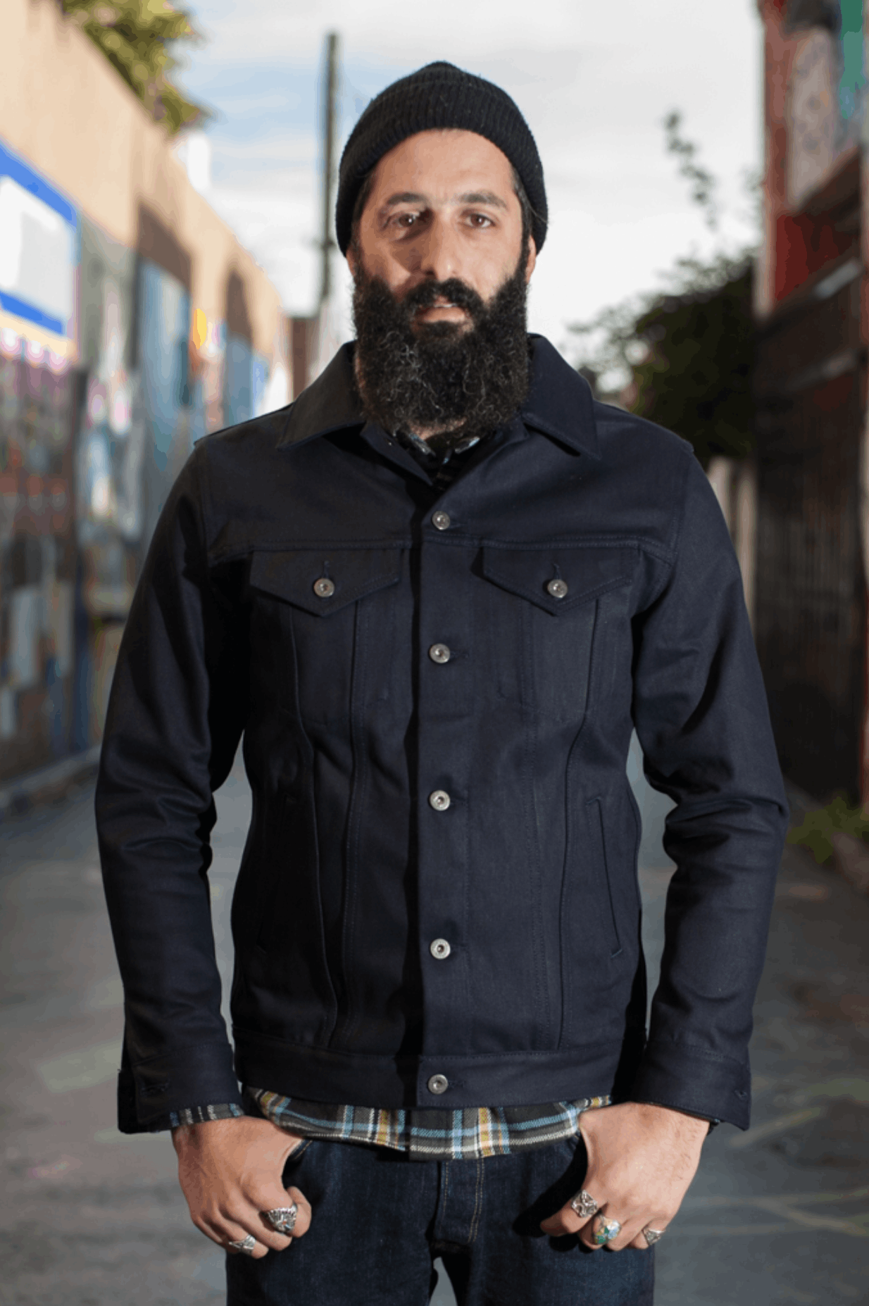 image of New 3Sixteen Type Iii Jacket Shadow Selvedge M Black Indigo, Men's (Size Medium)