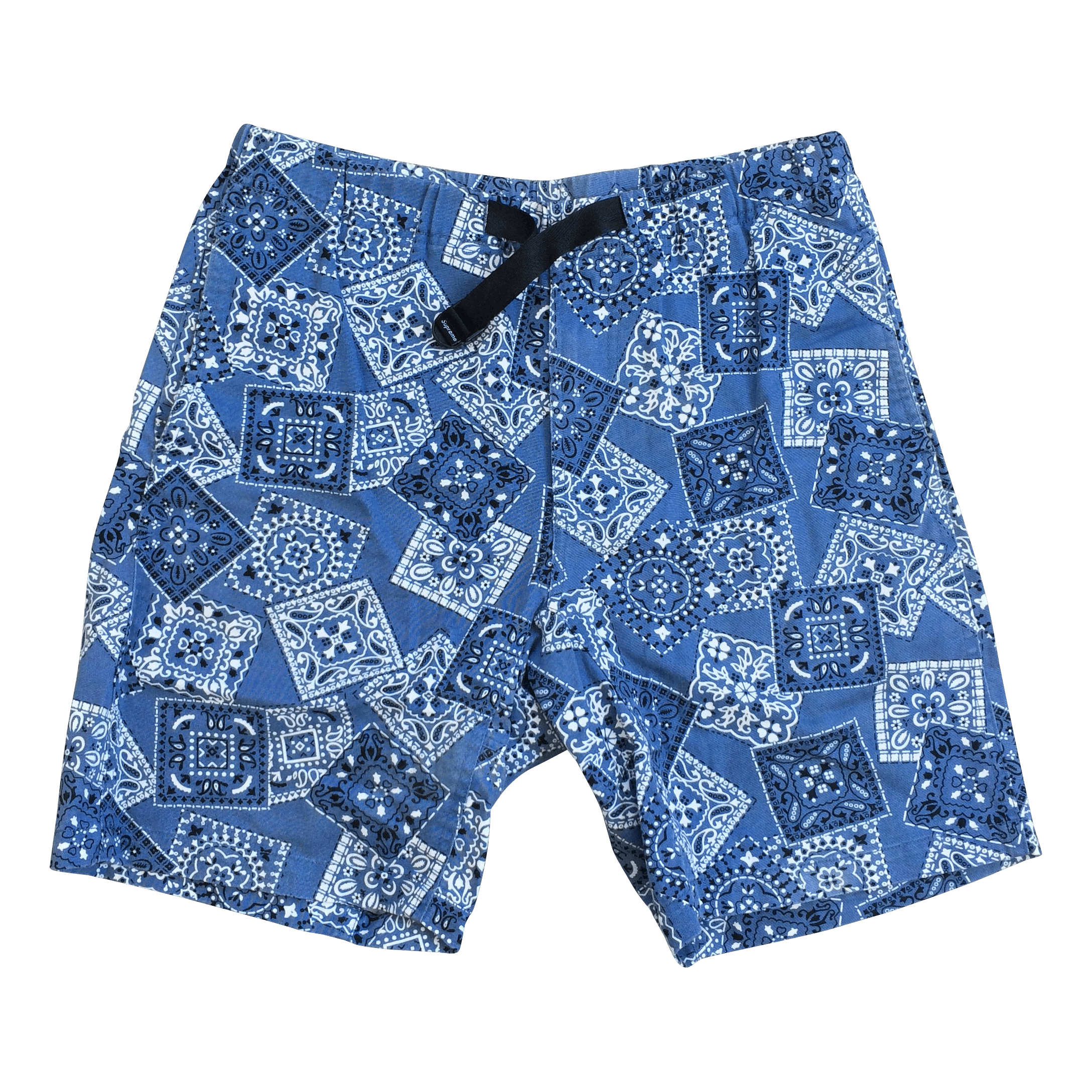 image of S/s 2015 Supreme Belted Bandana Shorts Size Small in Blue, Men's