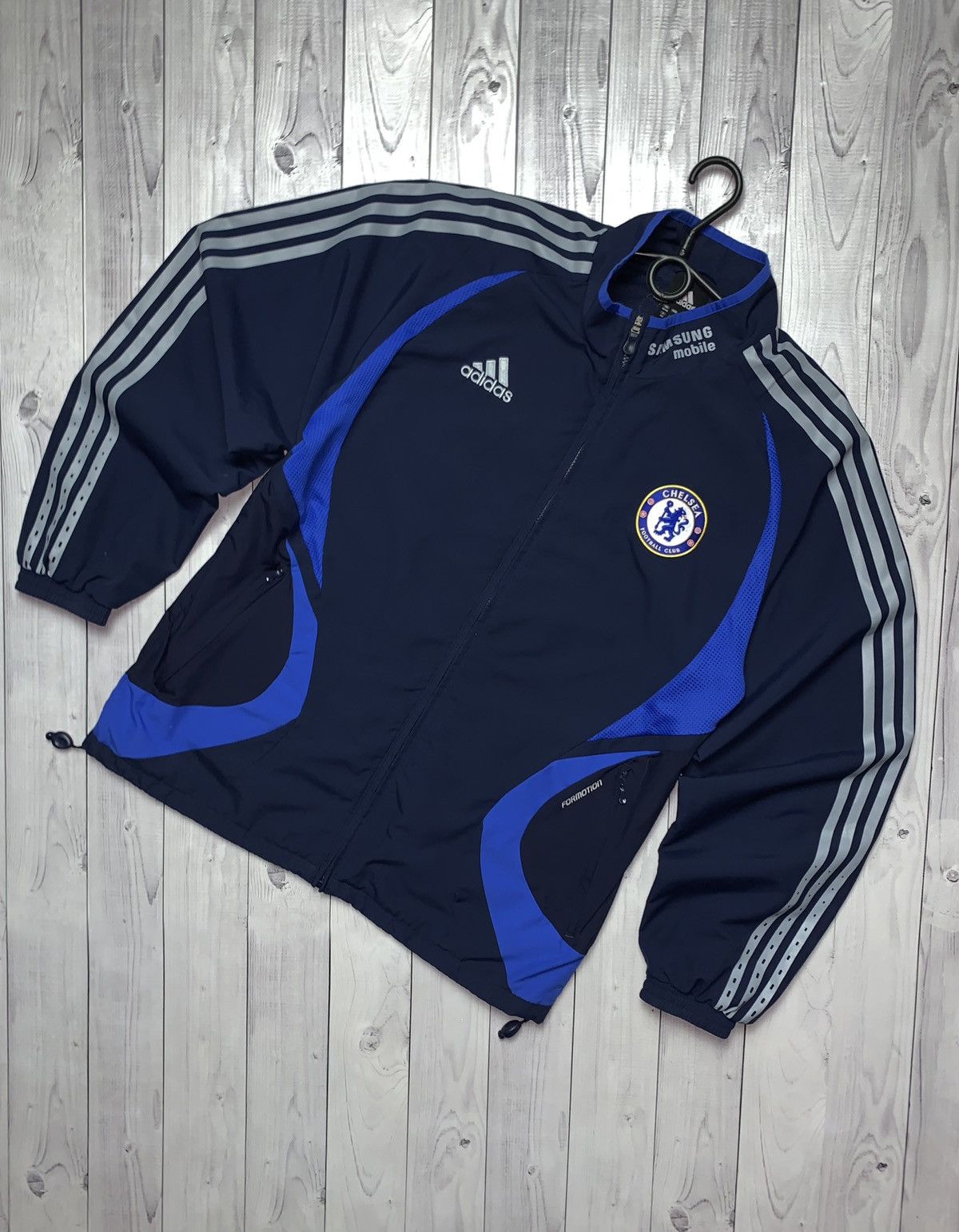 image of Vintage Chelsea Track Jacket Adidas Size L Samsung Mobile in Navy, Men's