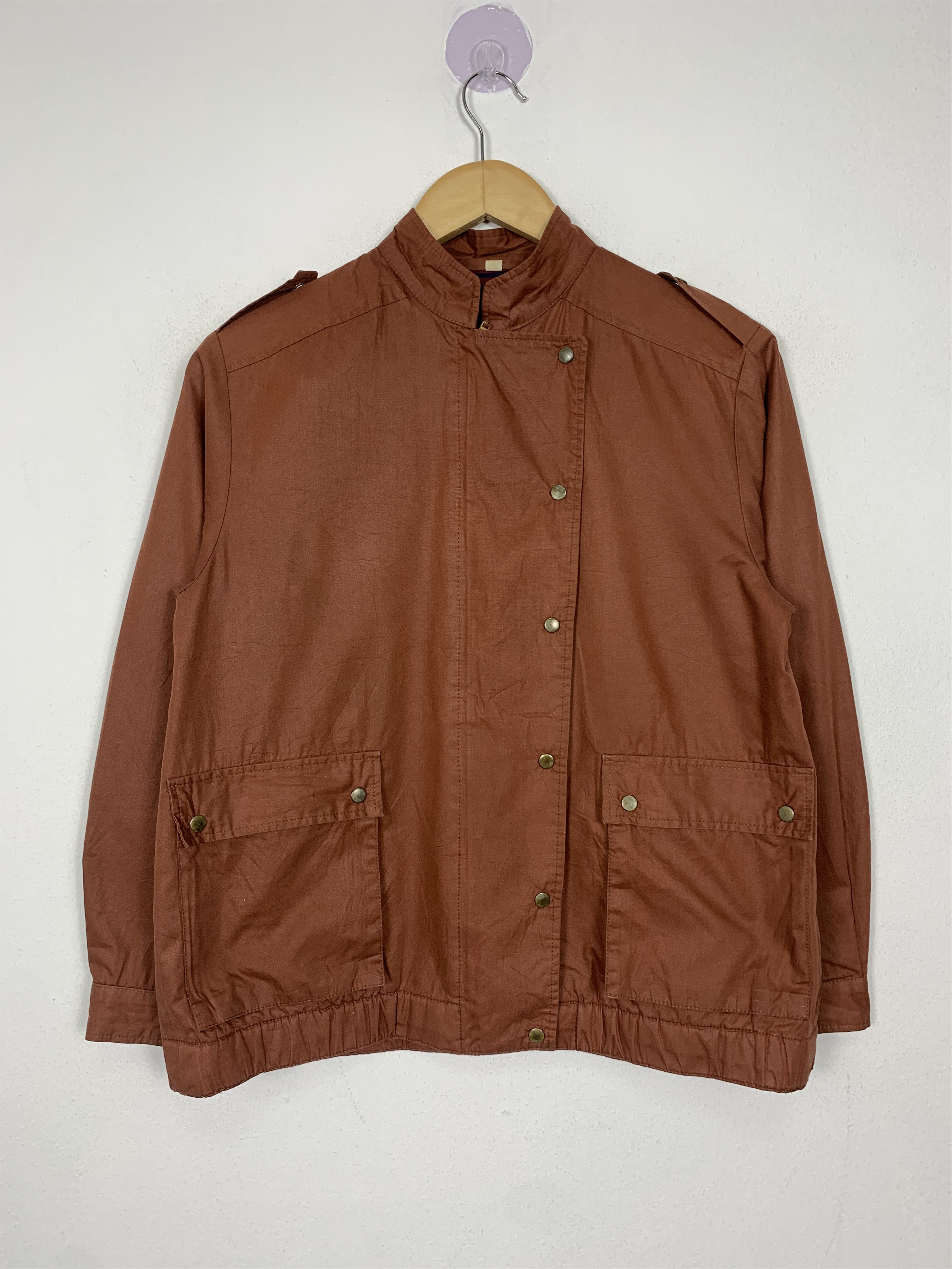 image of Vintage Zip Up Multi Pocket Jacket in Brown, Women's (Size 2XL)