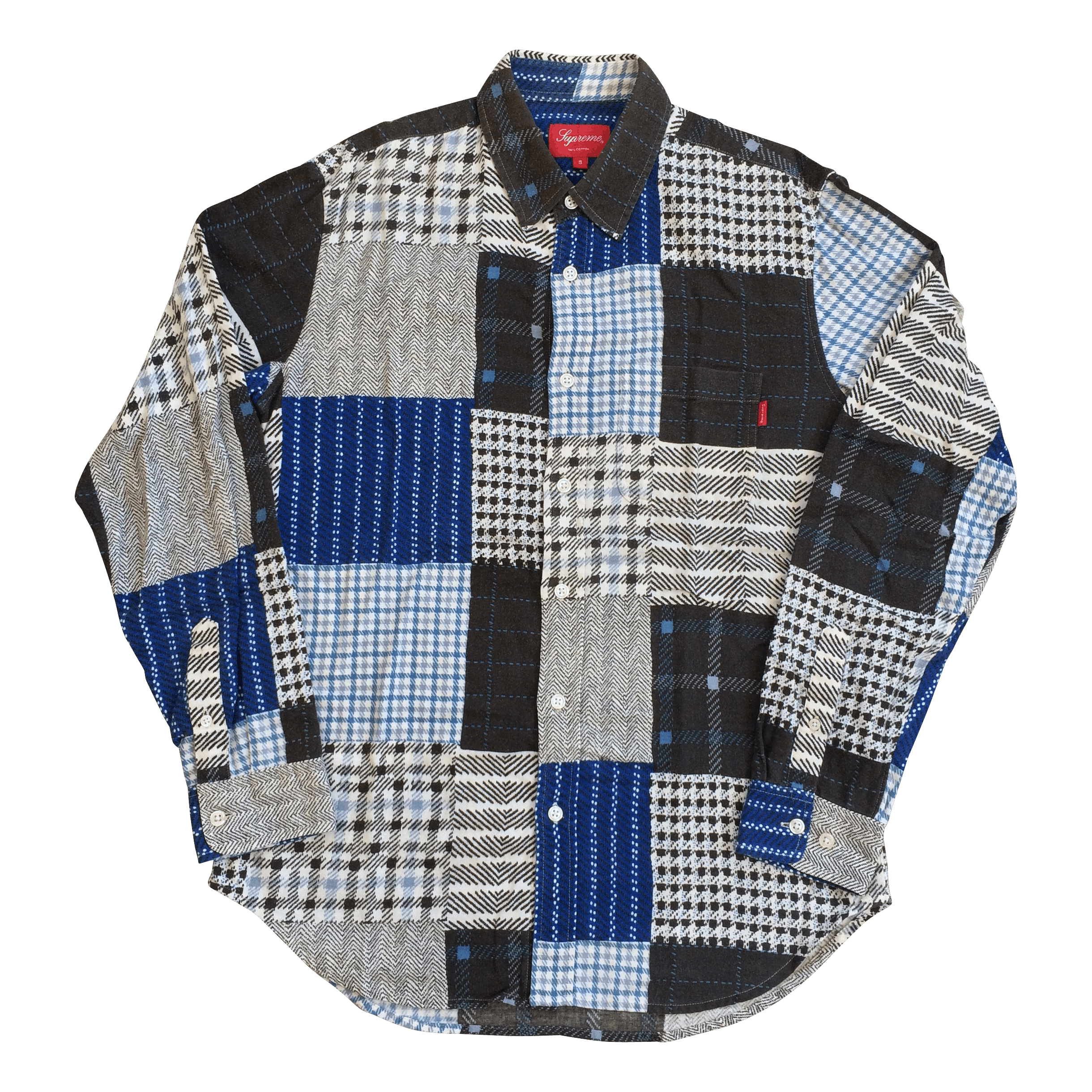 image of F/w 2015 Supreme Patchwork Flannel Size Small in Blue, Men's