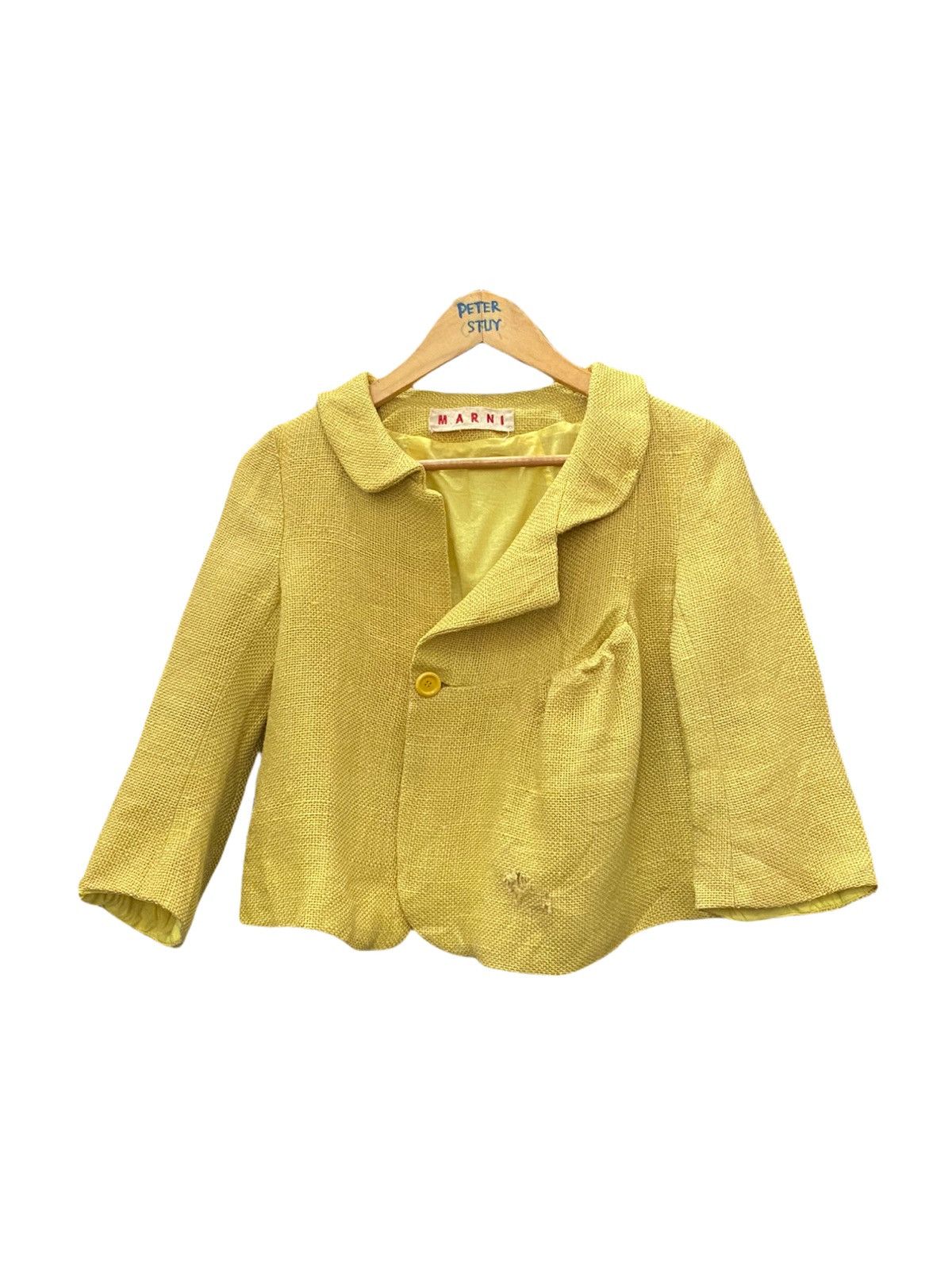 Marni Marni yellow khakis crop jacket Size US XXS / EU 40 - 1 Thumbnail