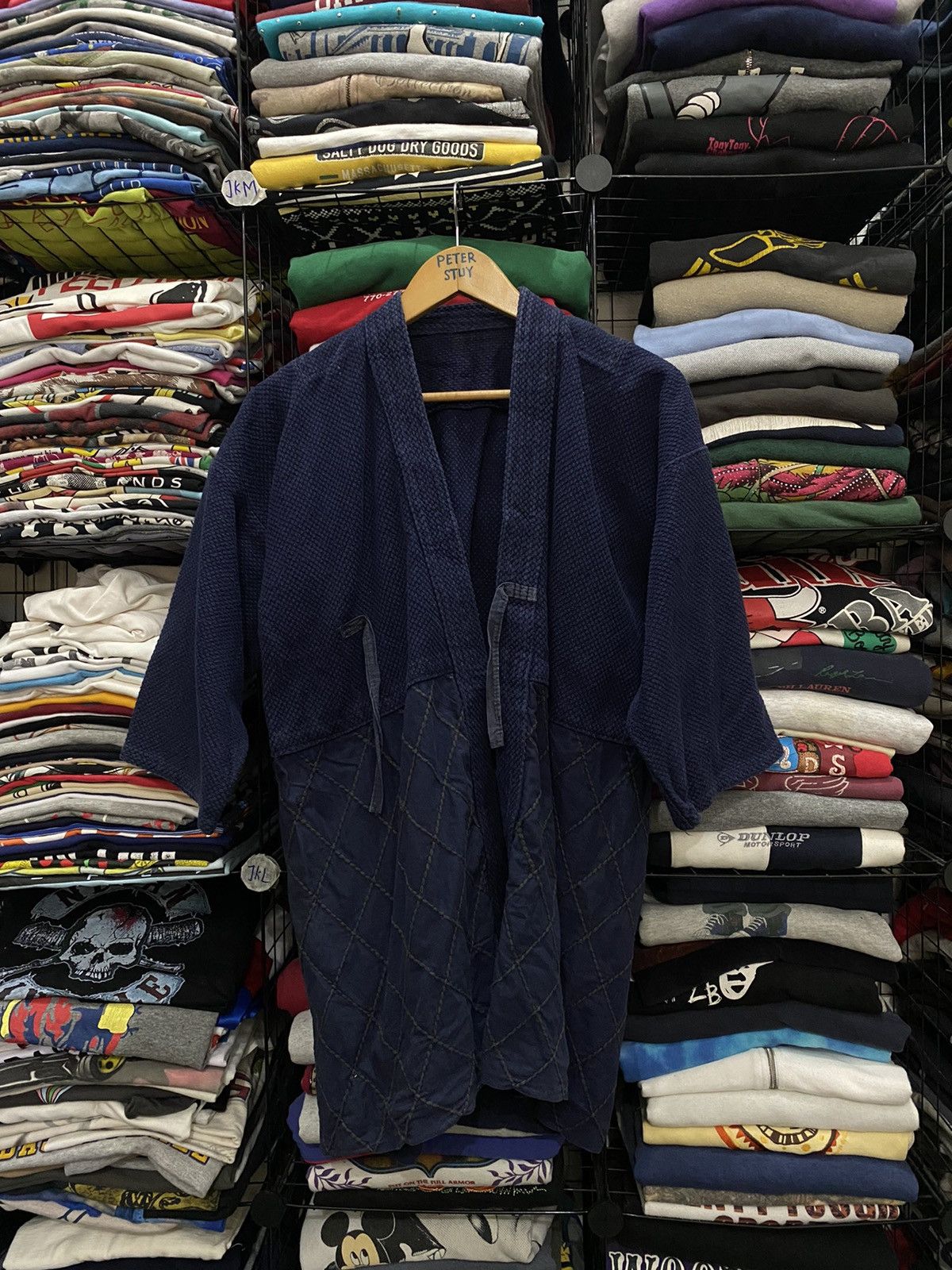 image of Japanese Kimono Indigo Design Style Jacket in Dark Blue, Men's (Size Medium)