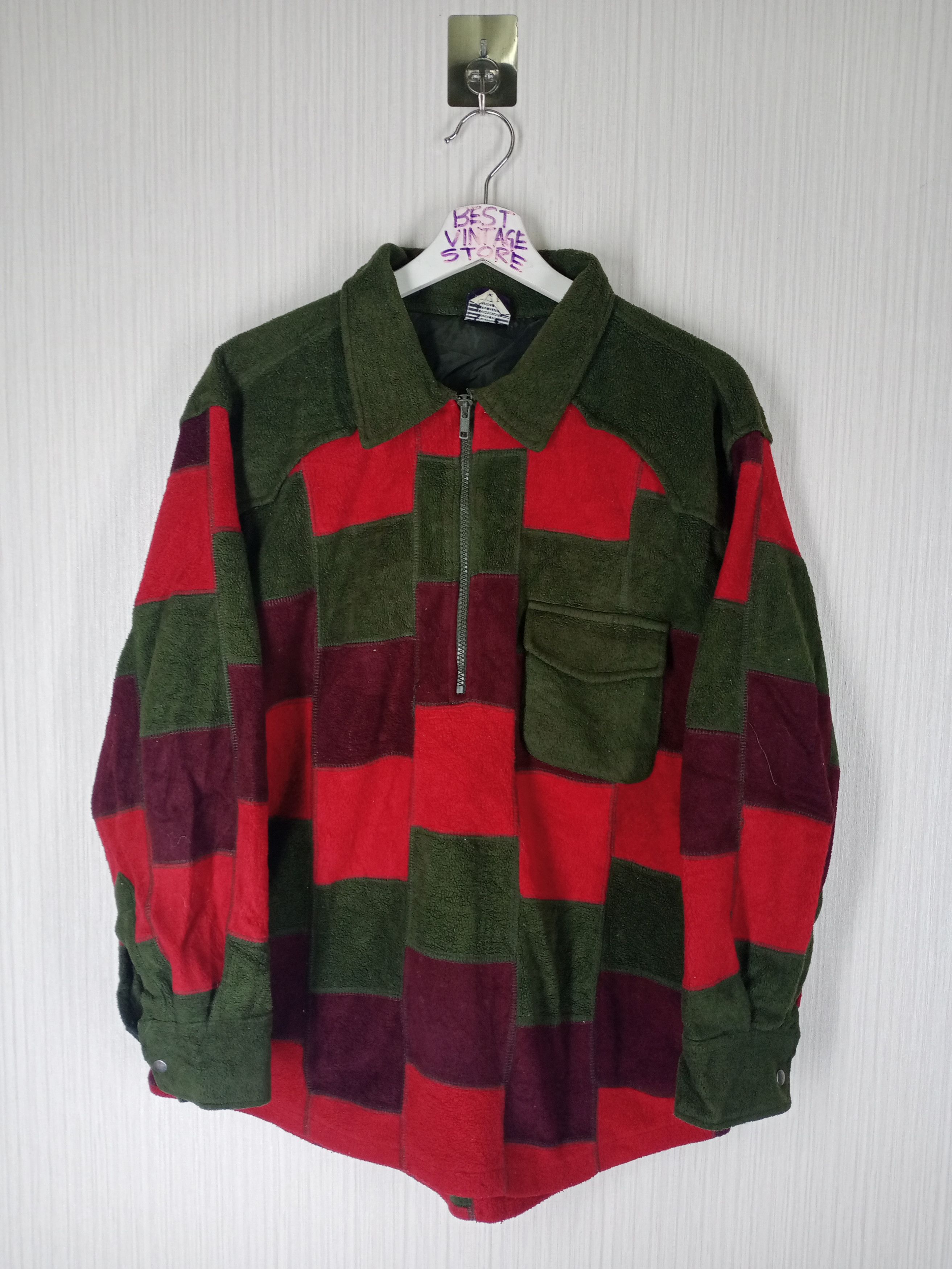 Japanese Brand Vintage Japanese patchwork Fleece Half Zipper Size US M / EU 48-50 / 2 - 1 Thumbnail