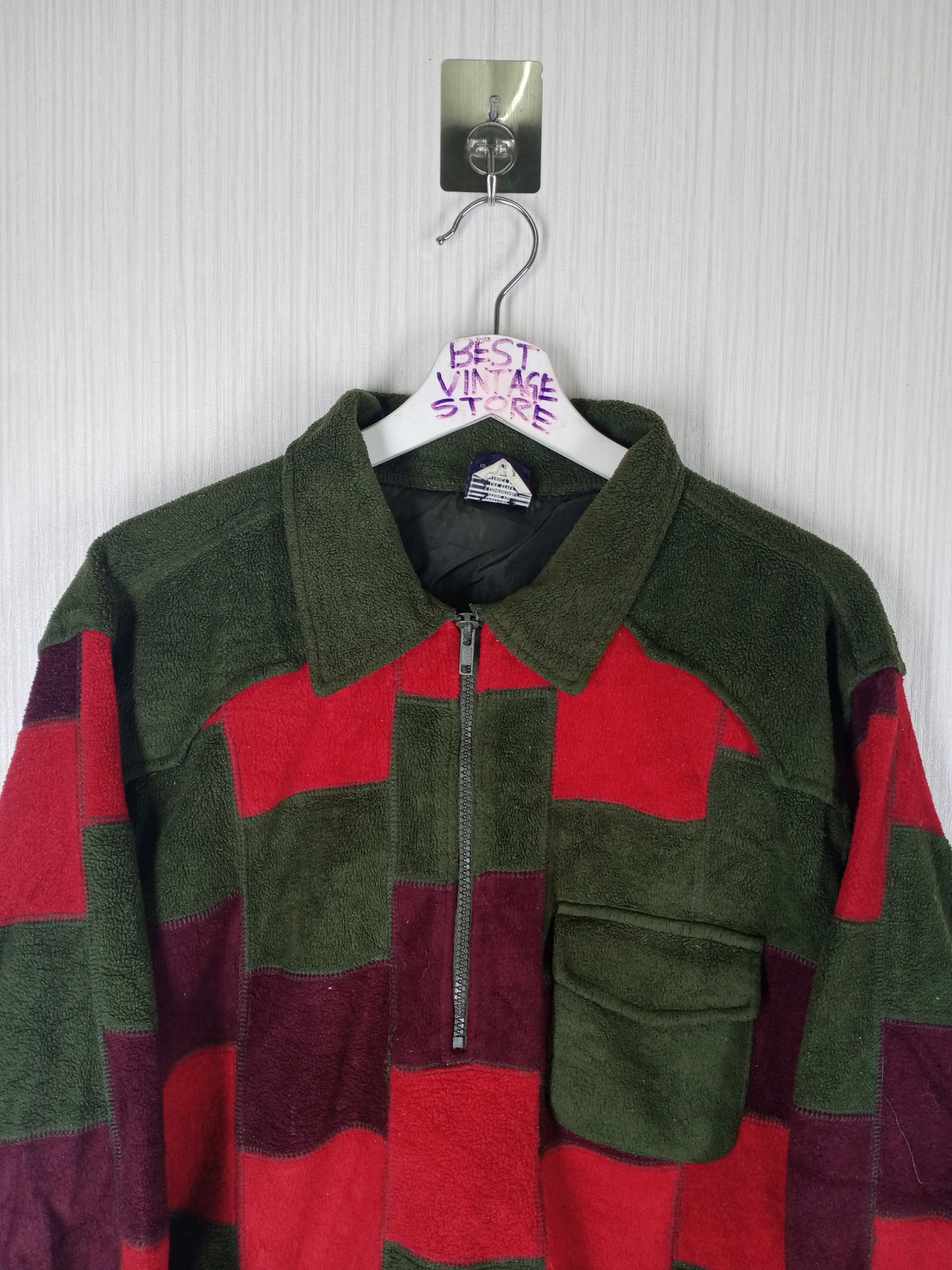 Japanese Brand Vintage Japanese patchwork Fleece Half Zipper Size US M / EU 48-50 / 2 - 2 Thumbnail