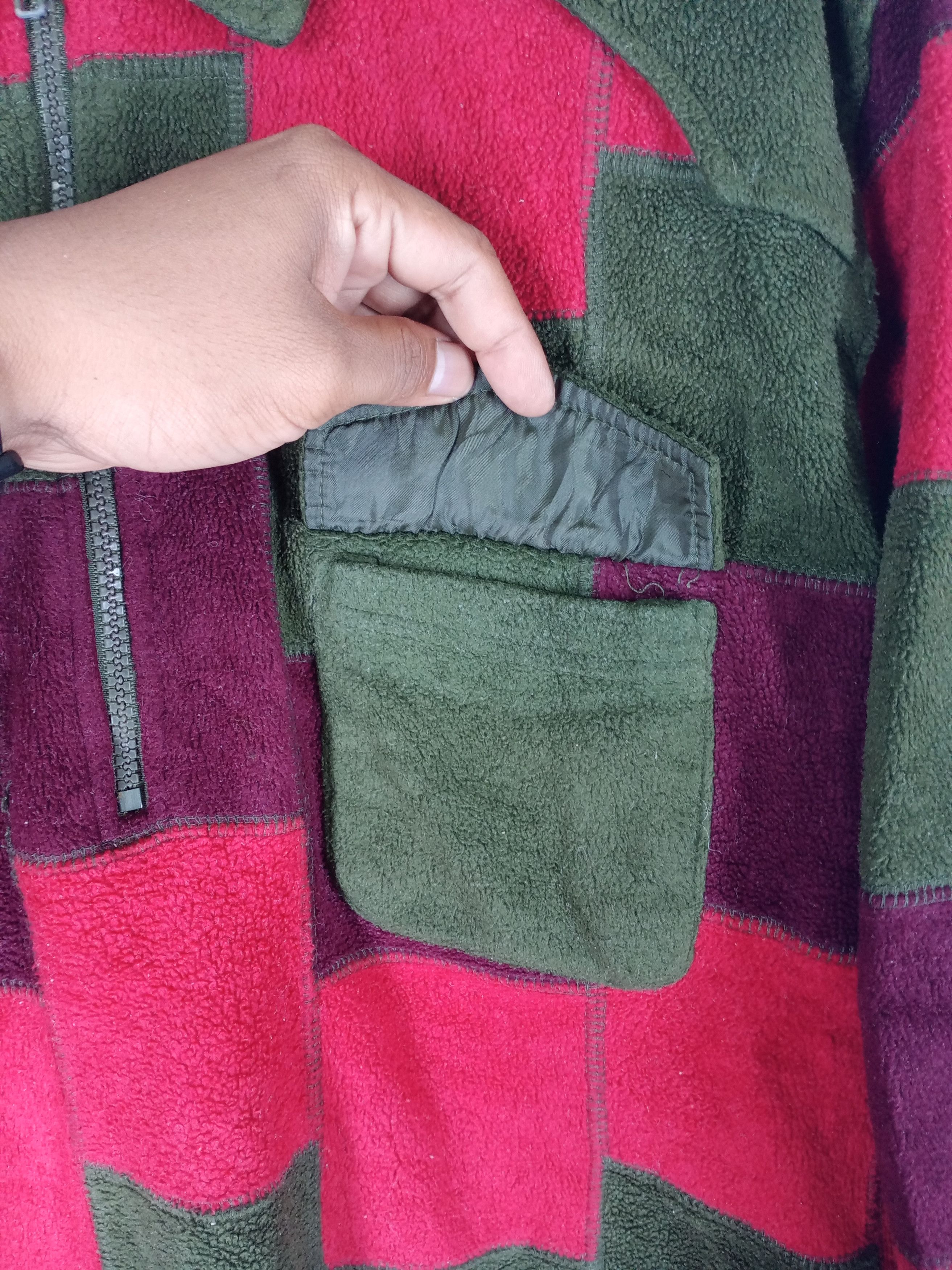 Japanese Brand Vintage Japanese patchwork Fleece Half Zipper Size US M / EU 48-50 / 2 - 7 Thumbnail