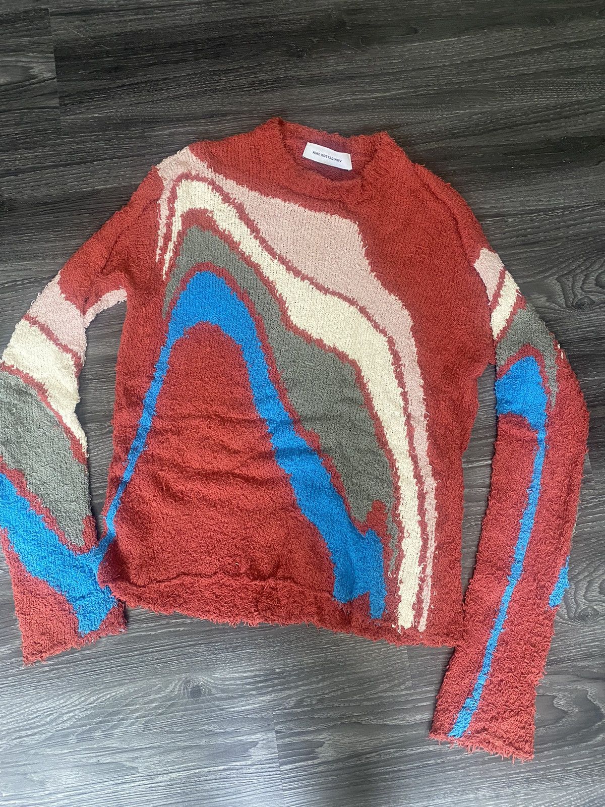 Kiko Kostadinov 00052018 Red Delva Intarsia Knit Sweater Size US M / EU 48-50 / 2 - 3 Thumbnail