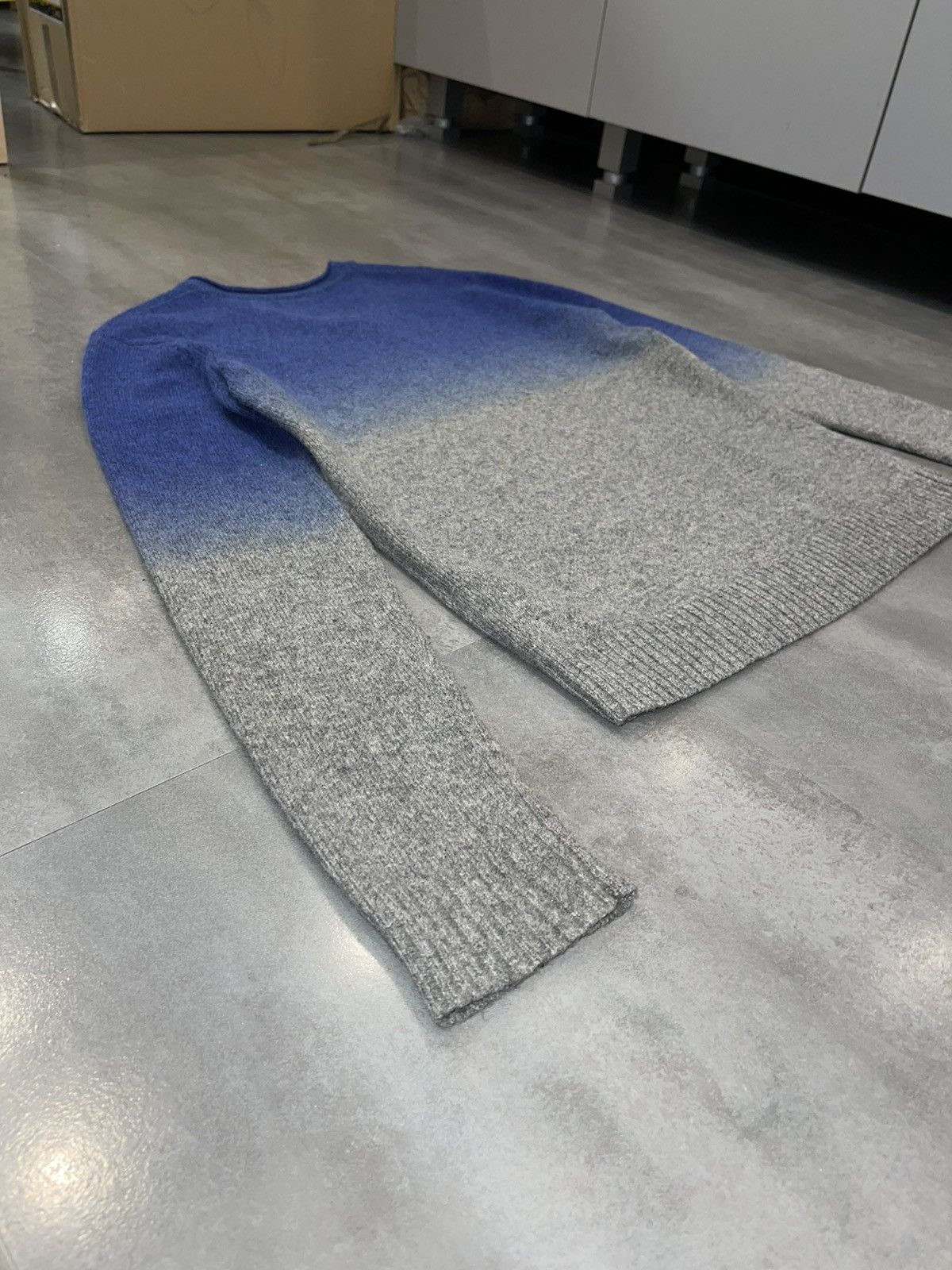 John Galliano Galliano Ombre Blue Grey Big Logo Wool Sweater Size US M / EU 48-50 / 2 - 10 Thumbnail