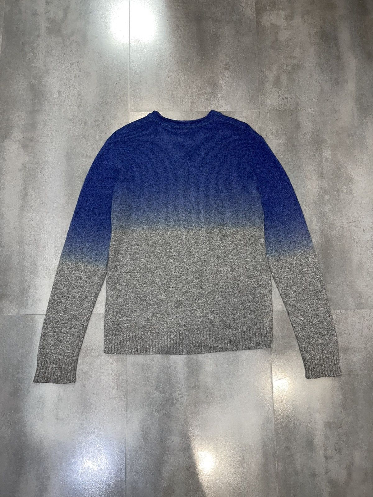 John Galliano Galliano Ombre Blue Grey Big Logo Wool Sweater Size US M / EU 48-50 / 2 - 8 Thumbnail