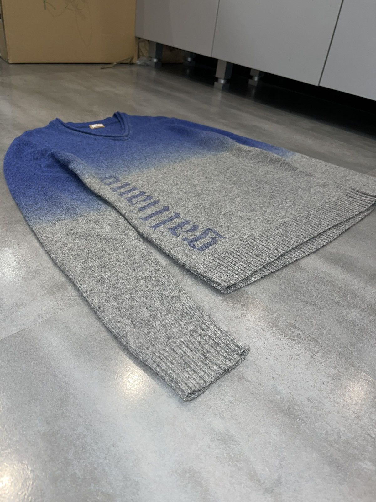 John Galliano Galliano Ombre Blue Grey Big Logo Wool Sweater Size US M / EU 48-50 / 2 - 5 Thumbnail