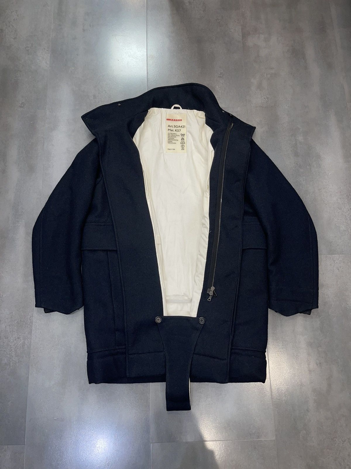 Prada Archive 90s Prada Navy Heavy Ski Big Pockets Coat Jacket Size US XXL / EU 58 / 5 - 2 Thumbnail