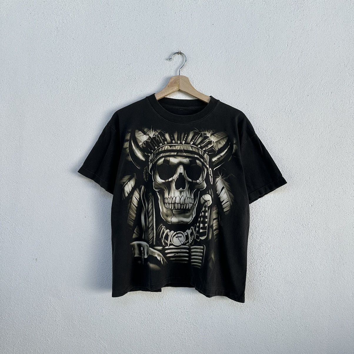 Rare Vintage Skeleton liquid blue t shirt