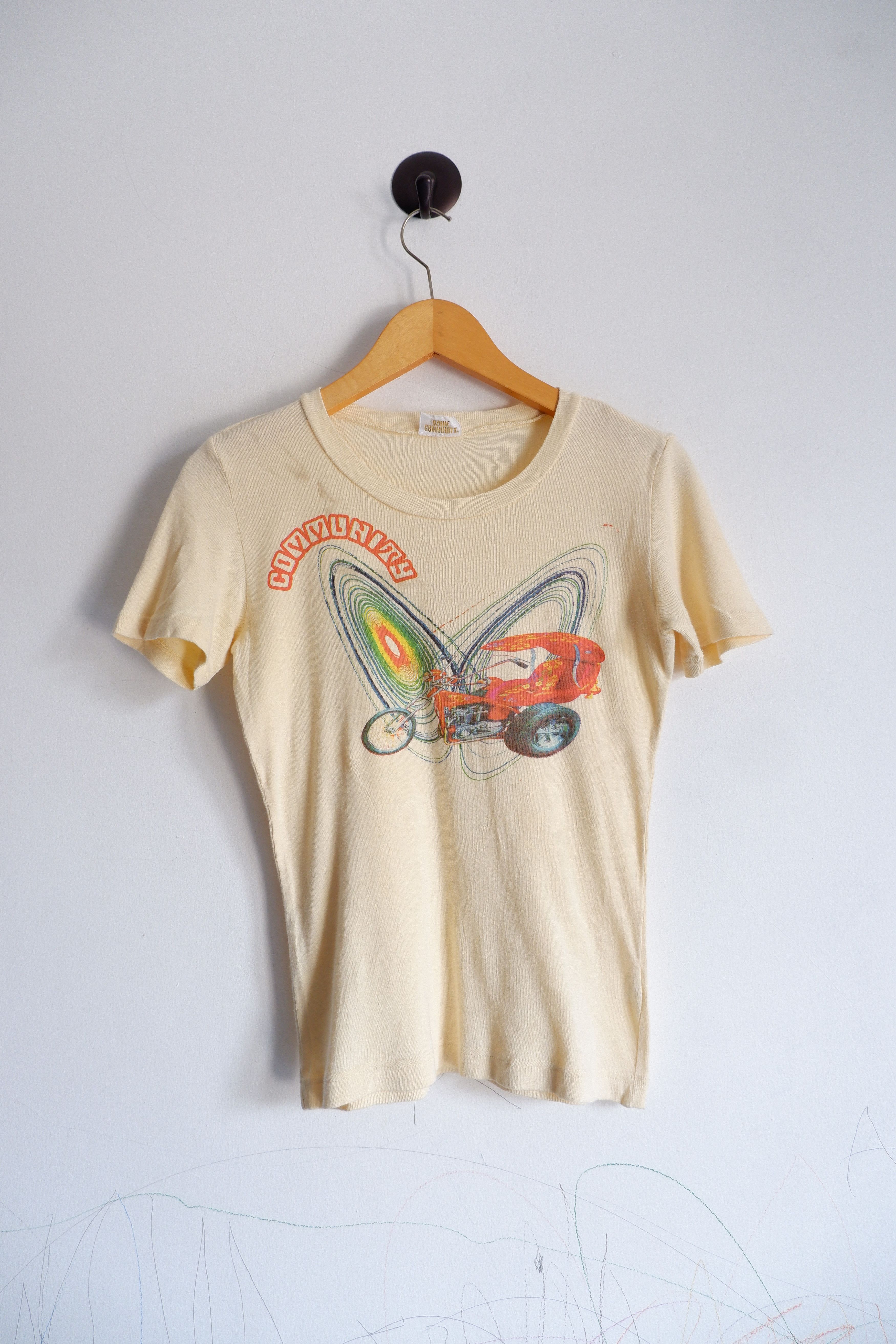 image of 20471120 x Hysteric Glamour Vintage Ozone Community Tokyo Ribbed T Shirt in Clay/Ivory, Women's (Si