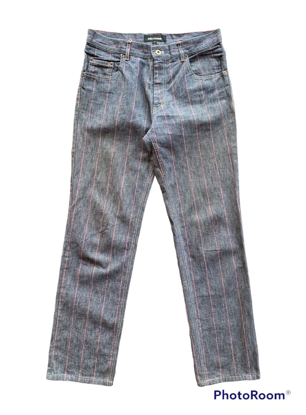 Japanese Brand 💥RARE💥 INÉD HOMME by Yohji Yamamoto Contra Red Line Denim Size US 31 - 1 Thumbnail