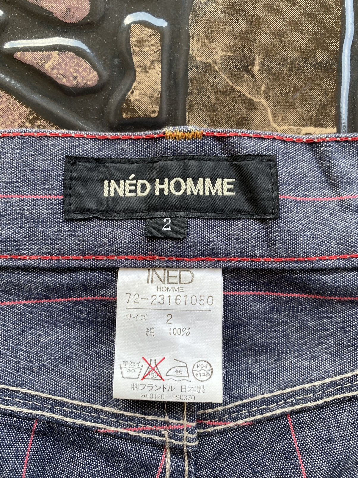 Japanese Brand 💥RARE💥 INÉD HOMME by Yohji Yamamoto Contra Red Line Denim Size US 31 - 6 Thumbnail