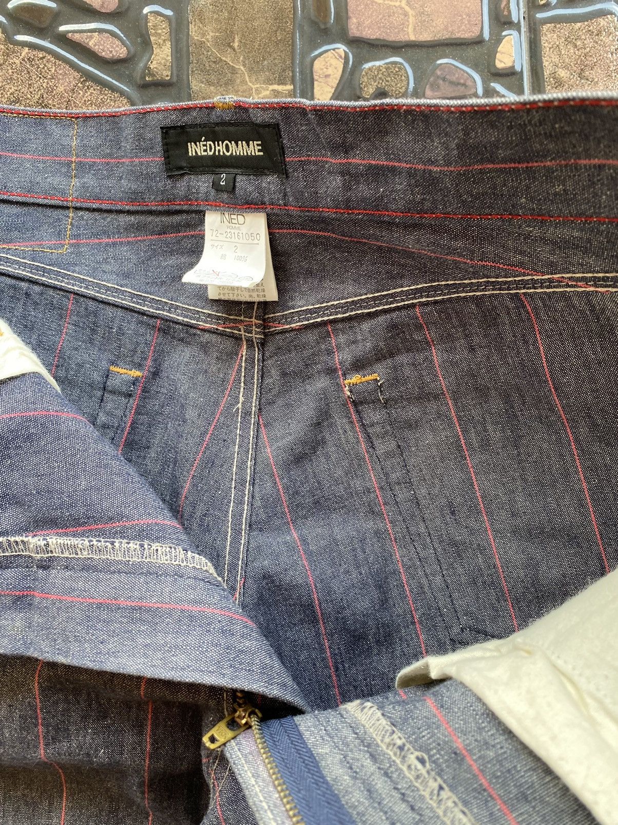 Japanese Brand 💥RARE💥 INÉD HOMME by Yohji Yamamoto Contra Red Line Denim Size US 31 - 8 Thumbnail