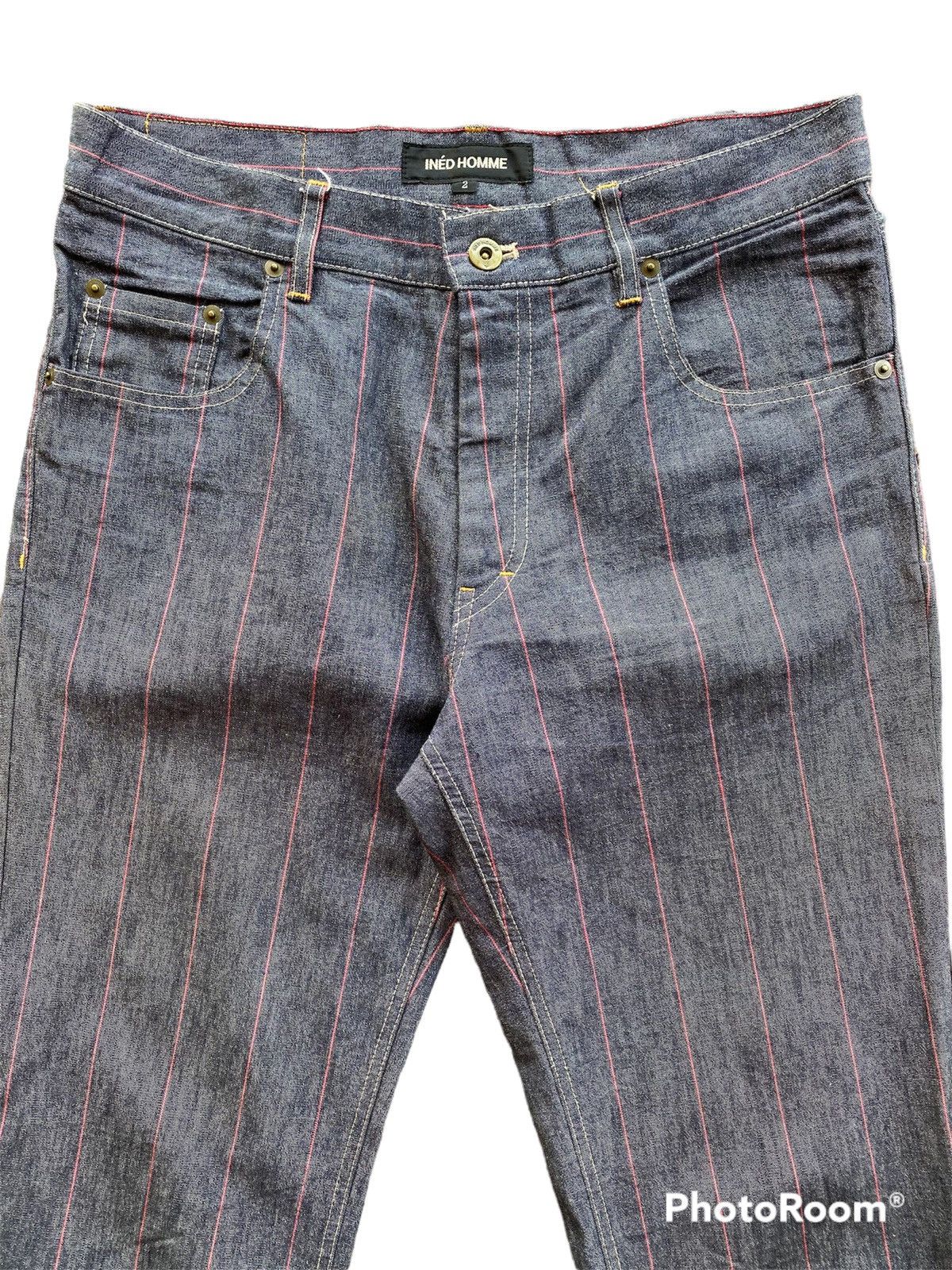 Japanese Brand 💥RARE💥 INÉD HOMME by Yohji Yamamoto Contra Red Line Denim Size US 31 - 3 Thumbnail