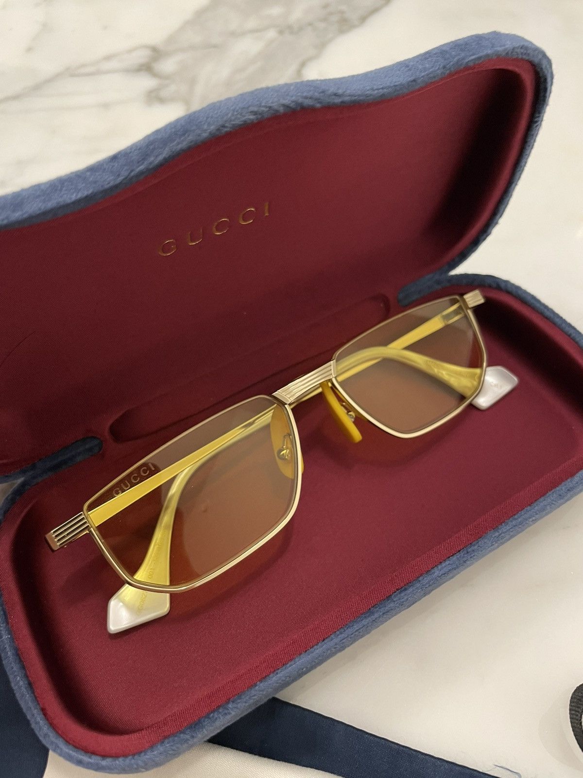 image of Gucci 60S Style Gold Rim Glasses, Men's